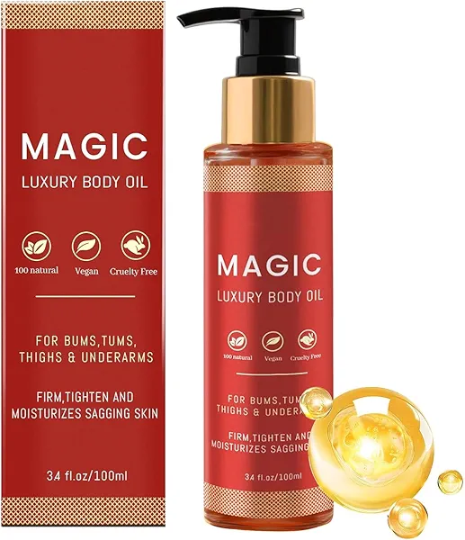 Magic Body Luxury Firming Oil, Skin Tightening Treatment, Moisturizing Formula, Non-Greasy Alternative with Vitamin E,Rosehip and Almond for Buttocks,Abdomen,Thighs