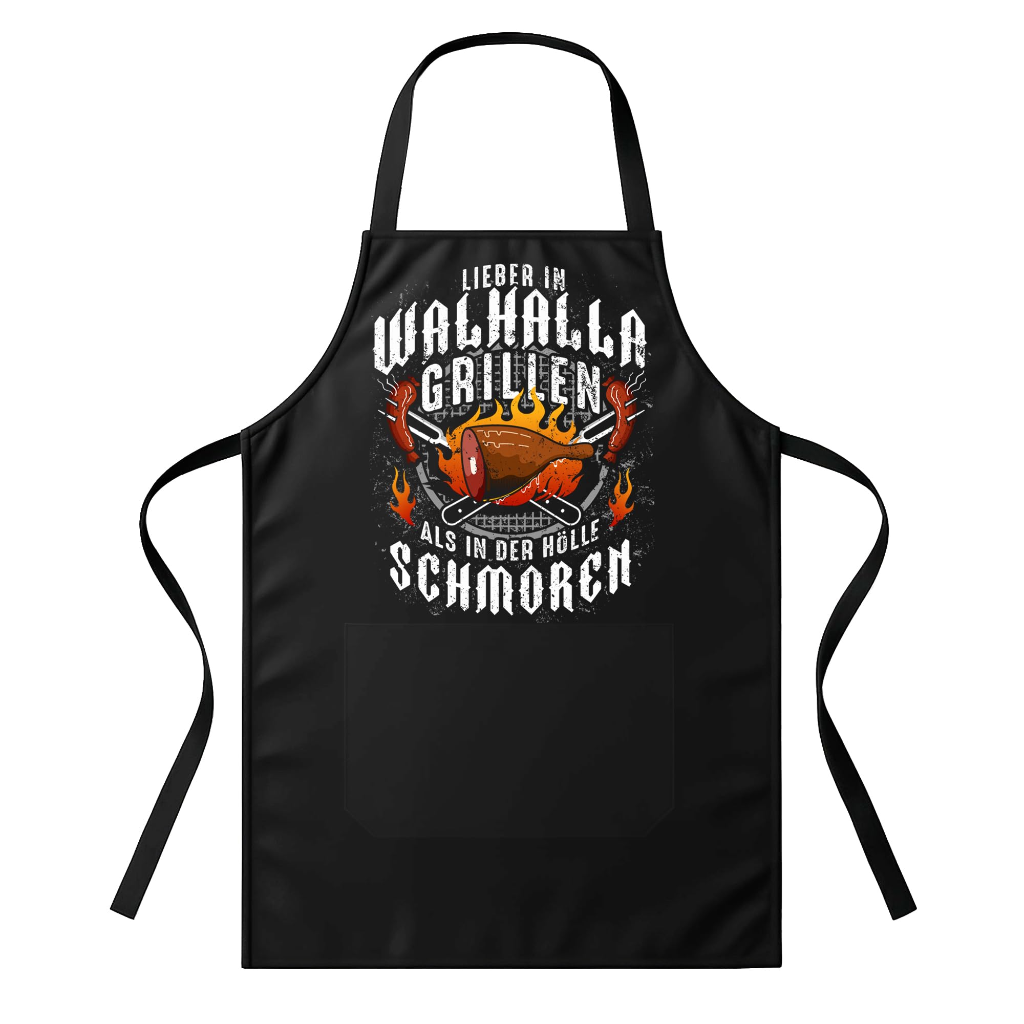 UGLYSHIRT Grillschürze In Walhalla Grillen | Wikinger Kochschürze für Männer und Frauen Vatertagsgeschenk Vikings Apron Odin Geschenke zum Vatertag
