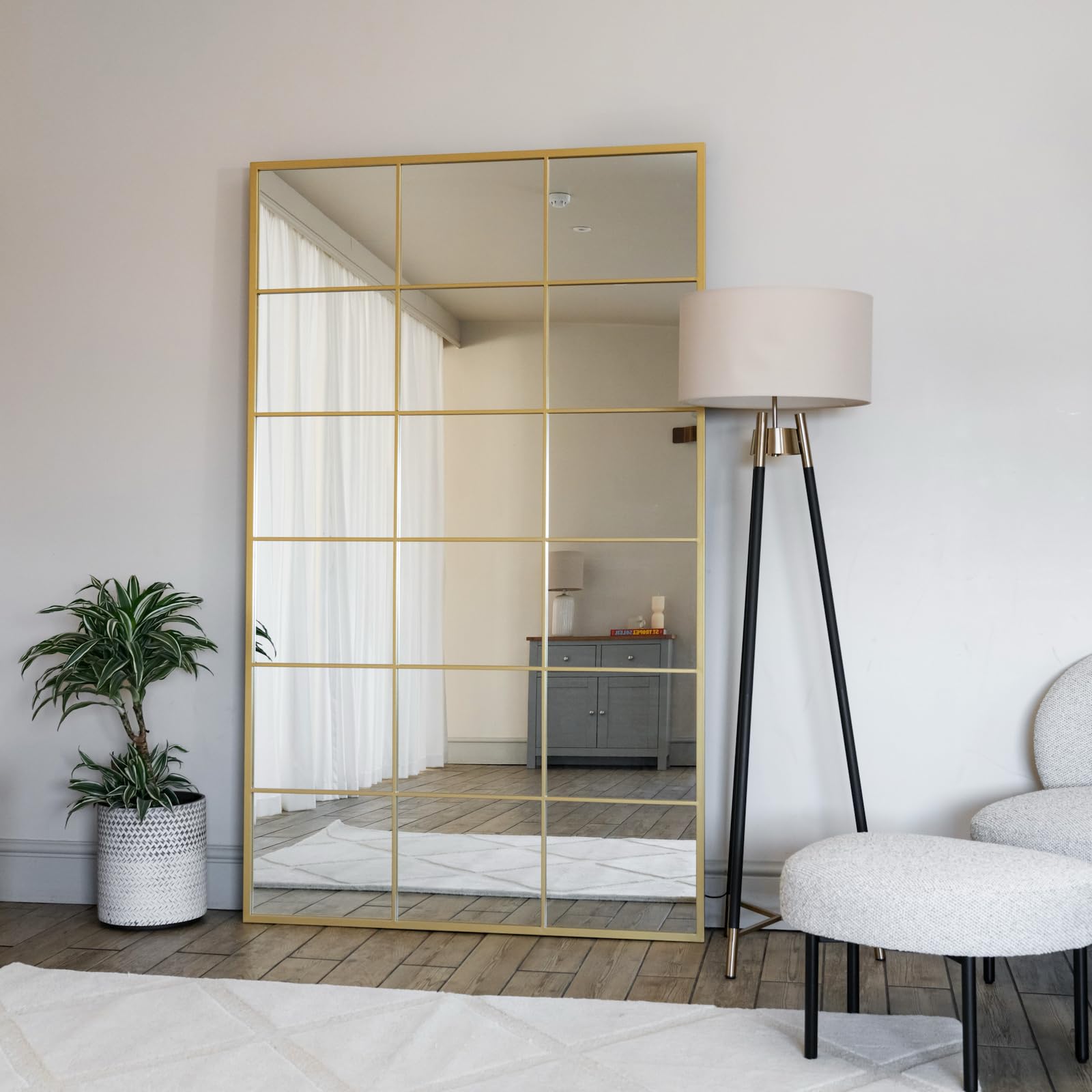 Jōbū Jobu HomeKyoFull Length Gold Metal Rectangle Lattice Grid Mirror180Cm X 105Cm from B&Q