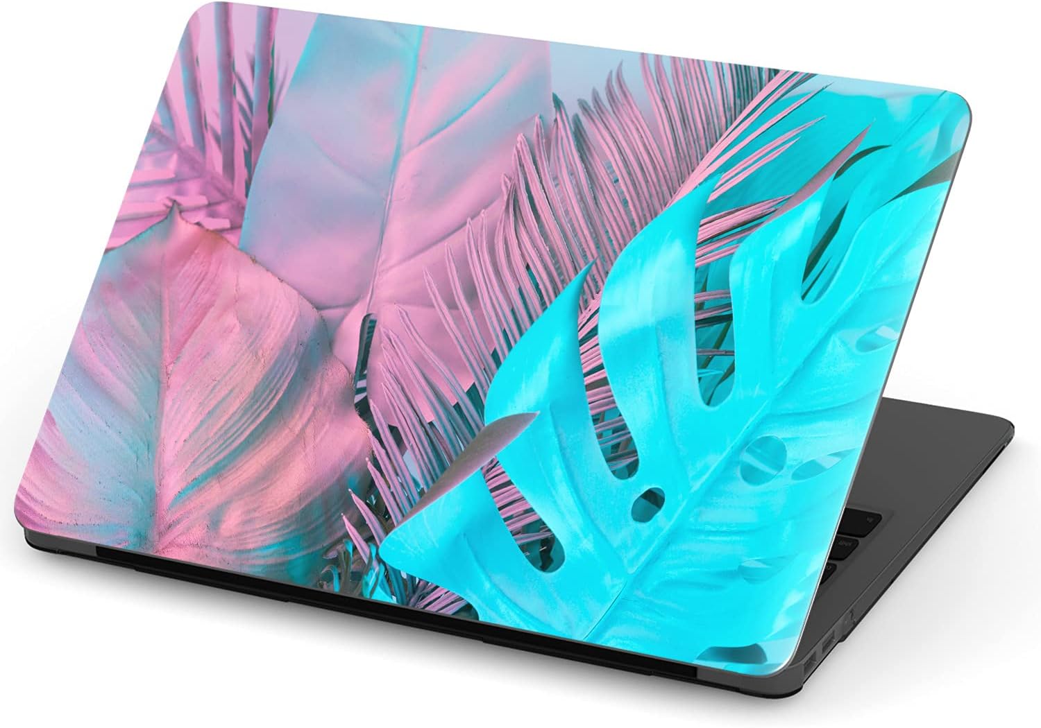 Mertak Hard Case Compatible with MacBook Pro 16 14 Air 15 13 inch M3 M2 M1 Mac 2024 2023 2022 2018 Colored Leaves Protective Touch Bar Artistic Cover Painted Clear Plastic Pink Blue Laptop Tropical
