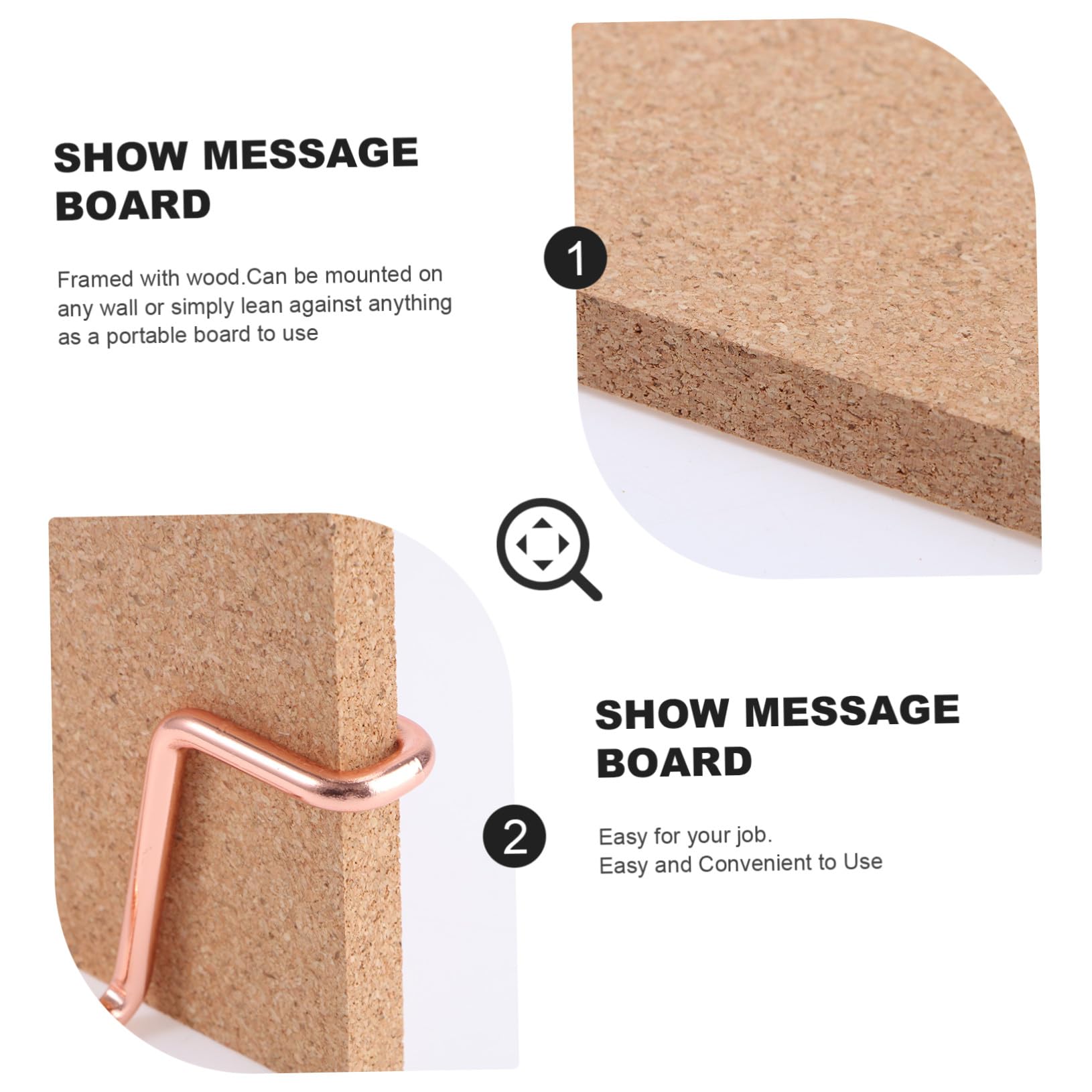 Ipetboom Bacheca Sughero da Parete e Scrivania con Base Rosa Oro Memo Board in Legno con Puntine per Casa e Ufficio Lavagna per Appunti e Messaggi Multifunzione Decorazione per Ambienti di