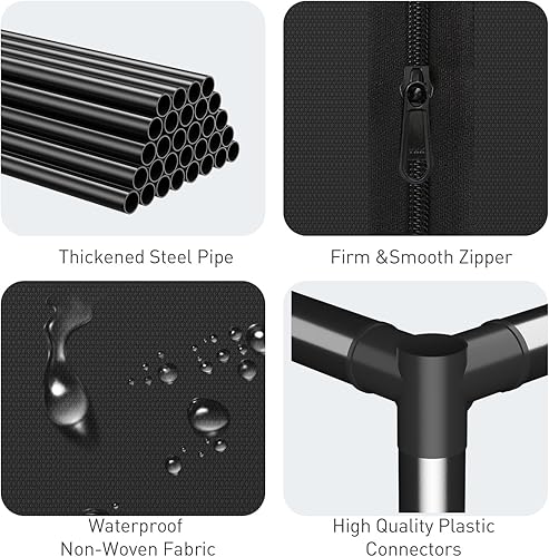 Miniatura 5 de LOEFME Armario portátil, armario para colgar ropa con 3 cajones y varillas para colgar, armarios portátiles de 47 x 15.7 x 67 pulgadas para