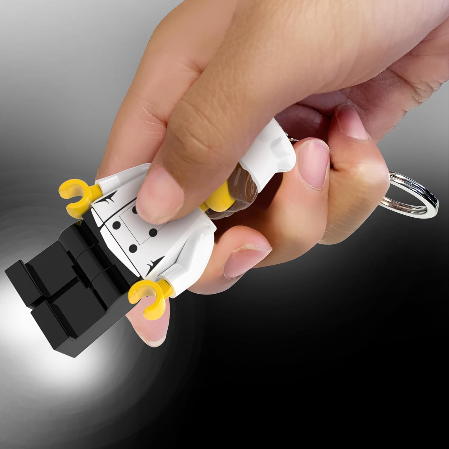 LEGO Minifigures Keychain Light - Female Chef (KE218H), Bag Charm, Flashlight, Extra-Large 3 Inch Tall Figure