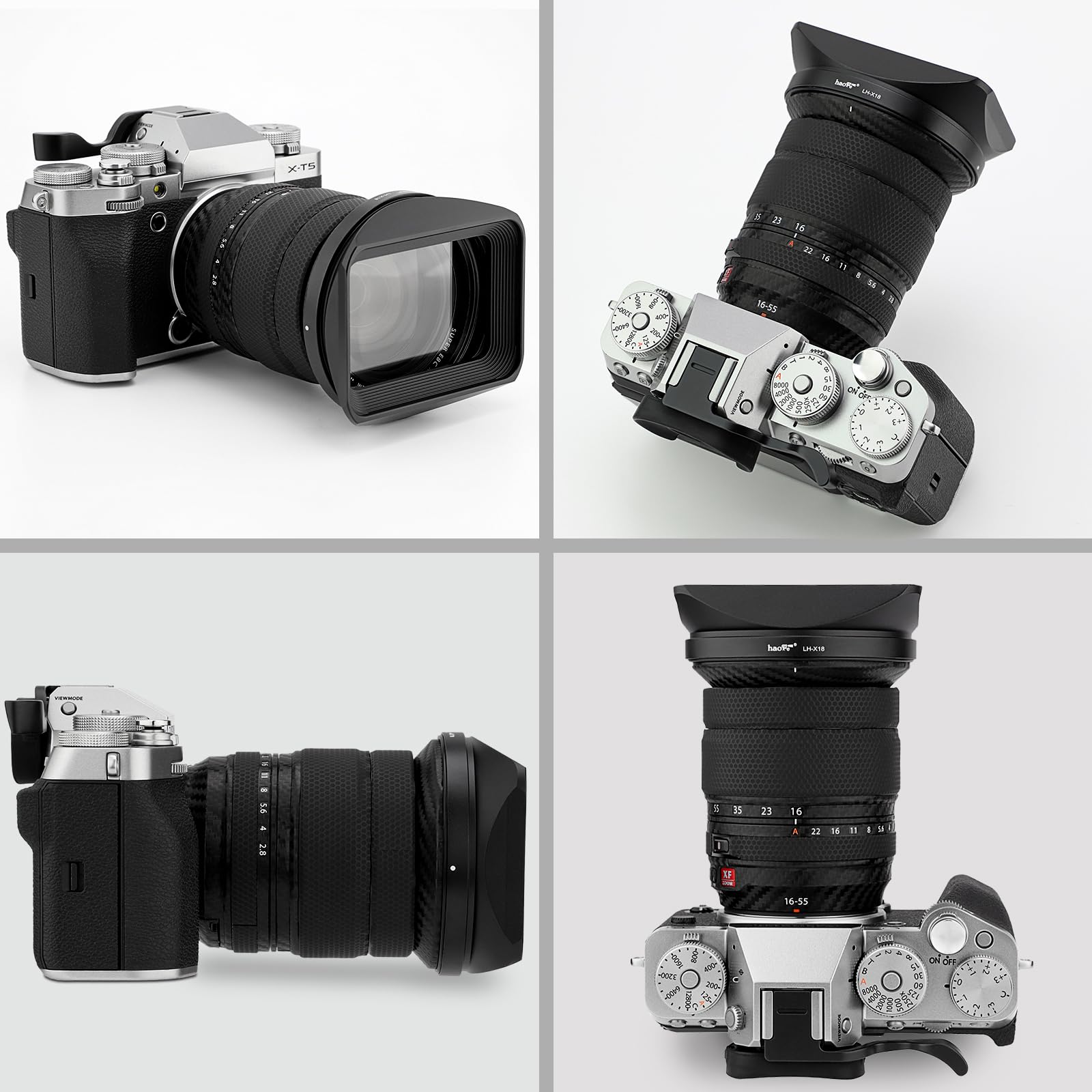 Haoge LH-X18 Bajonett-Gegenlichtblende aus Metall, quadratisch, mit Kappe für Fujifilm XF16-55 II, Fuji Fujinon XF 16-80mm F4 R OIS WR Objektiv