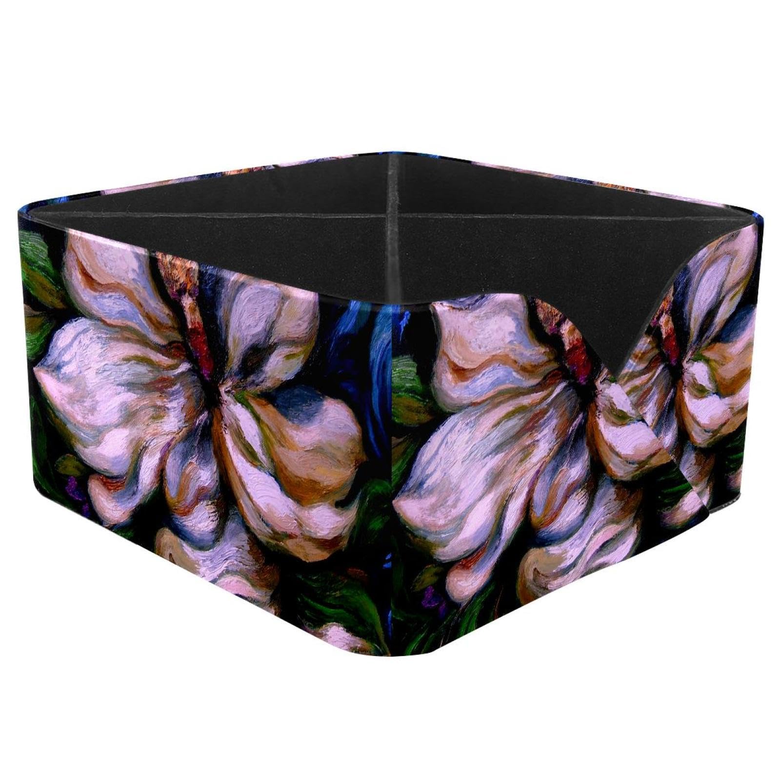 KengjuTesu Magnolia Flower Desktop Organizer Pen Holder, Rectangular Pencil Cup for Office, Study and Makeup Stations