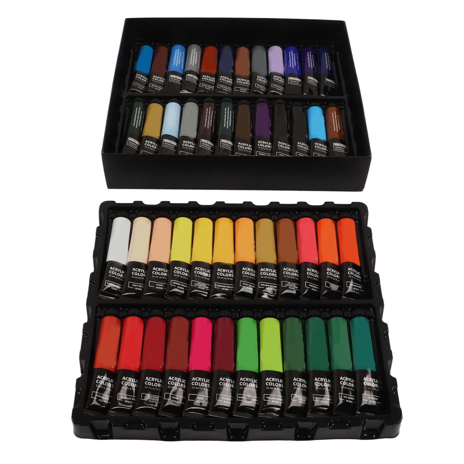 Set di colori acrilici professionali 48 colori con 6 pennelli Tavolozza Pigmenti vivaci Kit di pittura fai-da-te per artisti Principianti Adulti Adolescenti Tela Artigianat