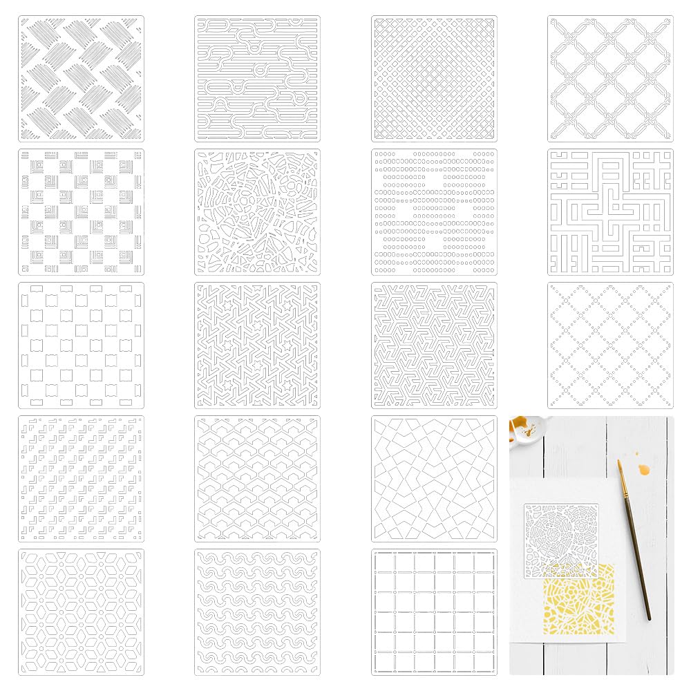 TONGIHS 18 Pcs Geometric Stencils, for Fabric Embellishments, Milky White