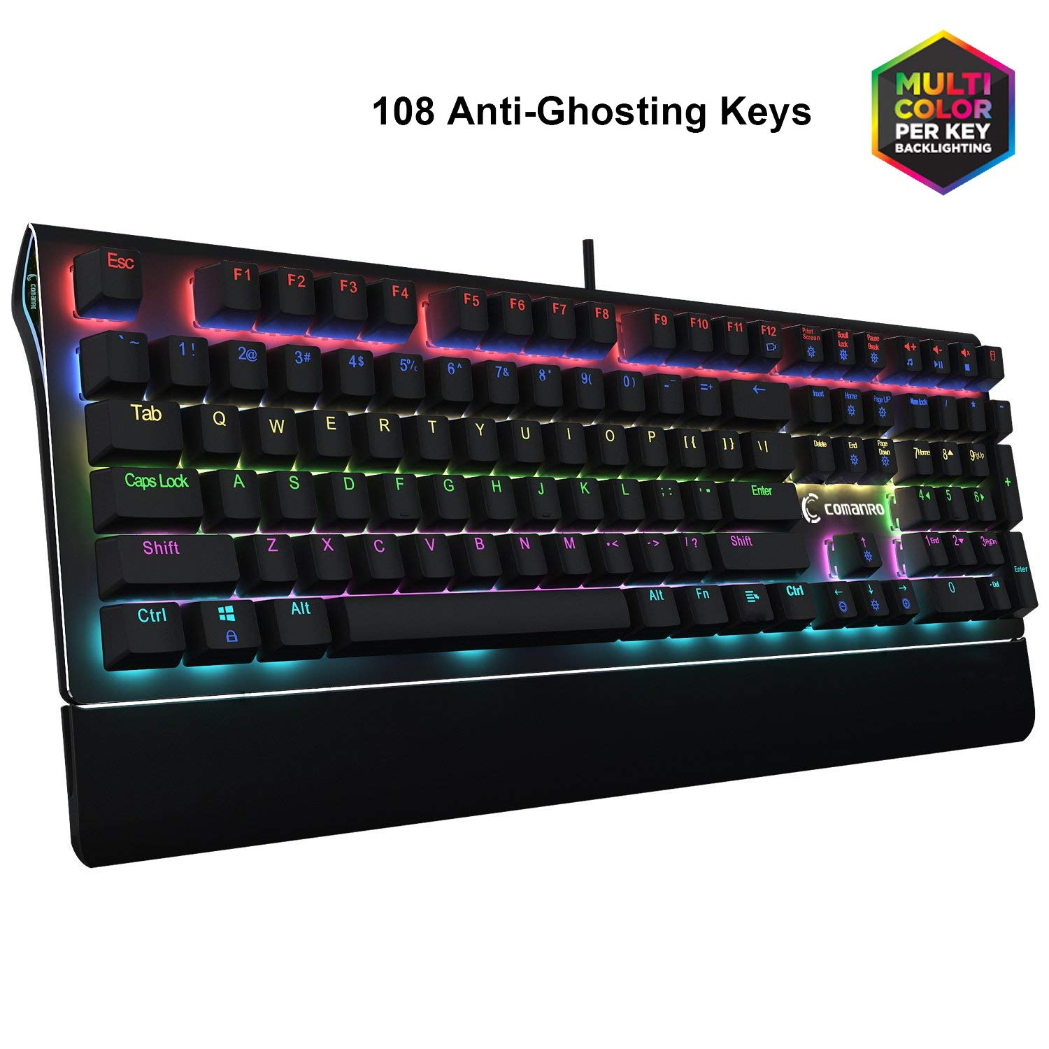 Buy Comanro108Key Gaming Keyboard, LED Rainbow Backlit with Side