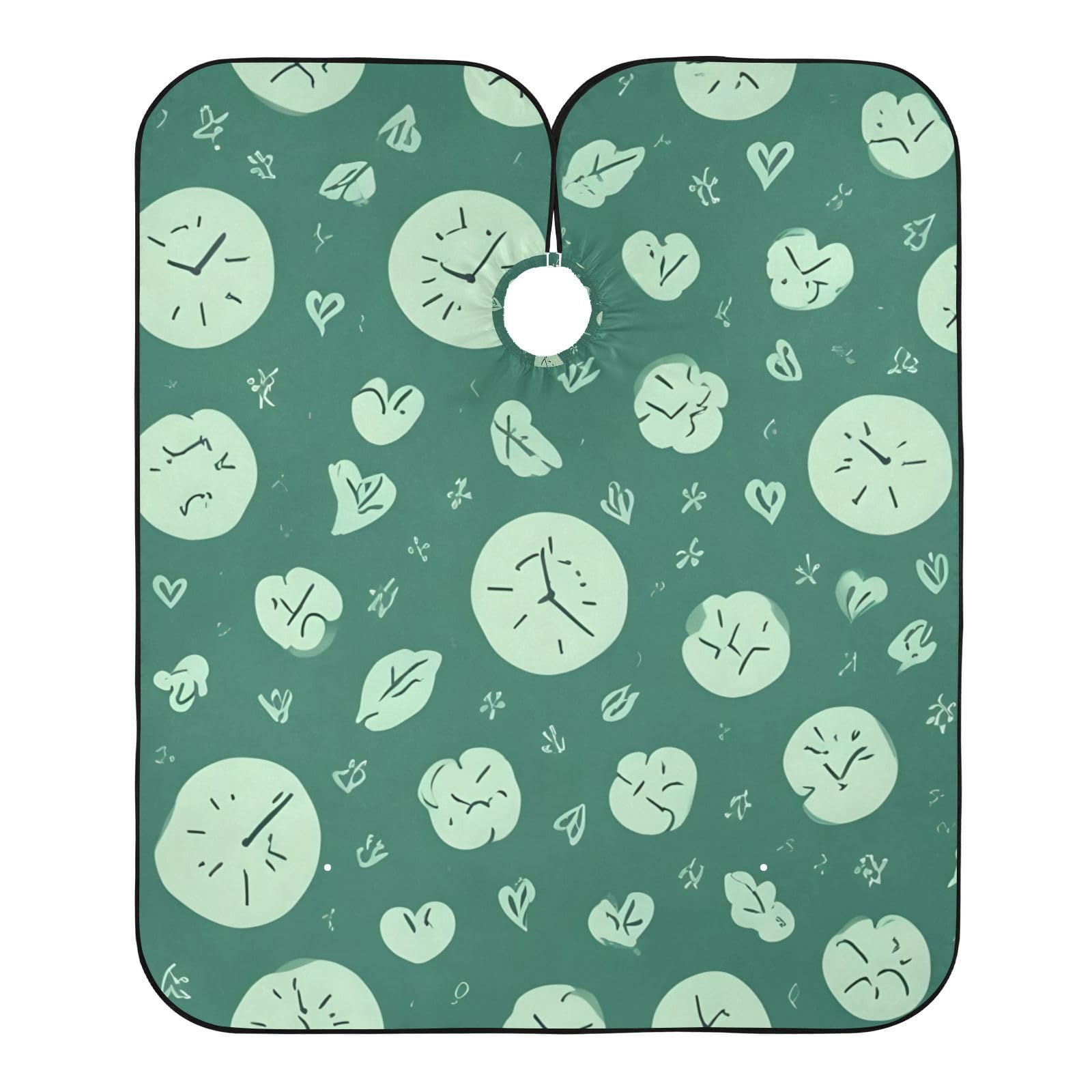 Hezely Green Alarm Clock Hair Dye Cape, Barber Cape for Adults,Waterproof Salon Cape,Waterproof Hairdressing Styling Hair Cutting, 65