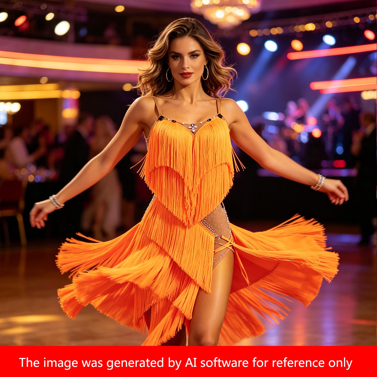 LIUHUO Damen Latin Dance Kleid Quasten Wettbewerb Performance Elegant und Dynamisch Tanzkleidung