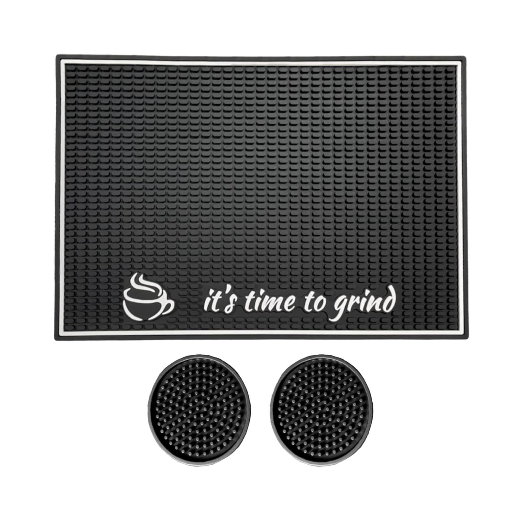 The Criterion CollectionBlack Coffee Bar Mat with 2 Coasters - 18x12 inches - Stylish & Absorbent Coffee Mat - Enhance Coffee Station & Prevent Spills - Keep Countertops Dry & Clean