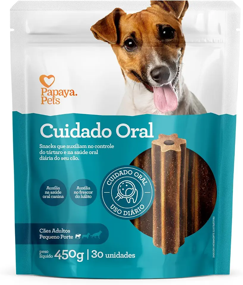 Papaya Pets Snack Cuidado Oral para Cães 450 g Porte P Sabor Frango