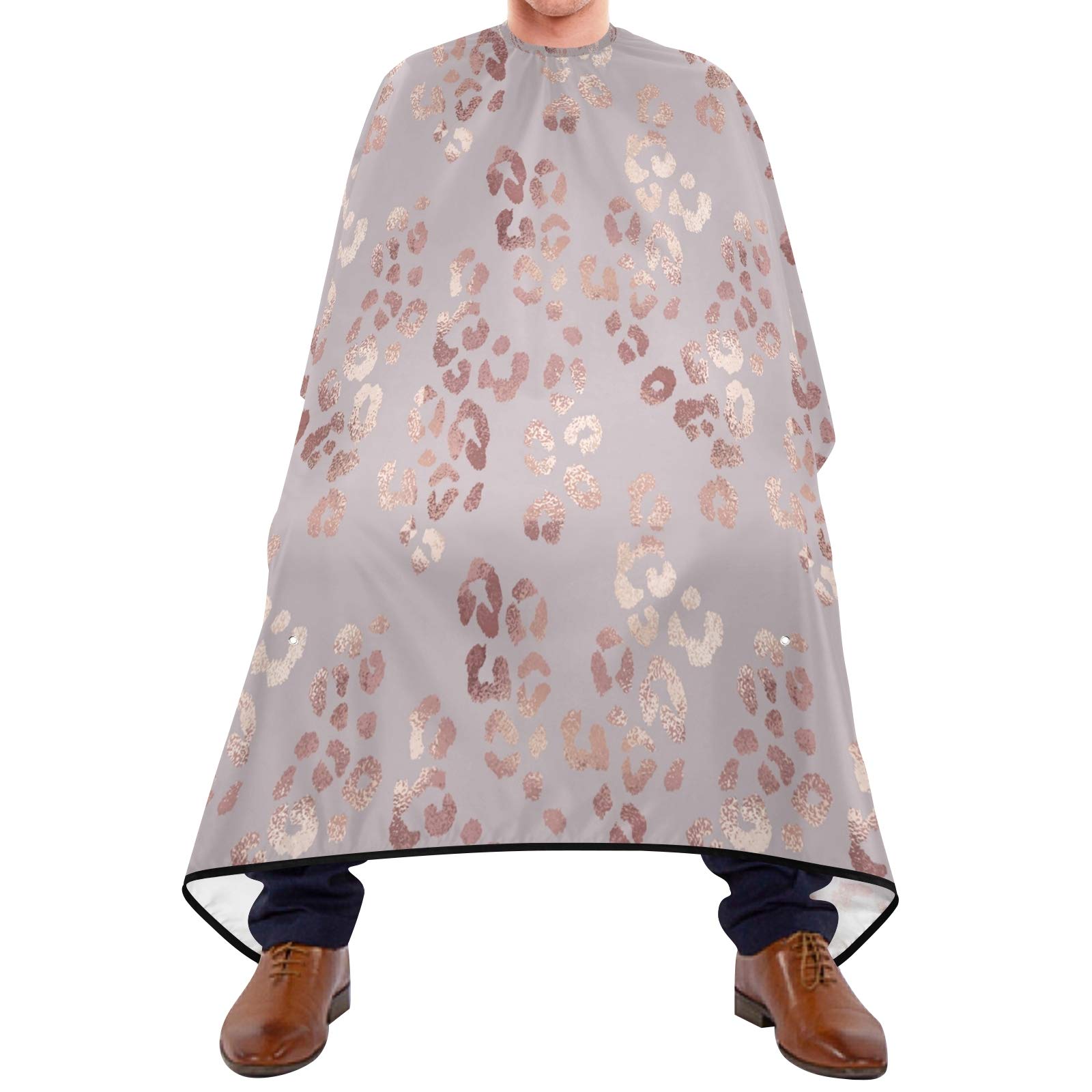 Waterproof Barber Cape - Rose Gold Leopard Haircut Bib for Men, Unisex Hair Cutting Cape(1na6h)