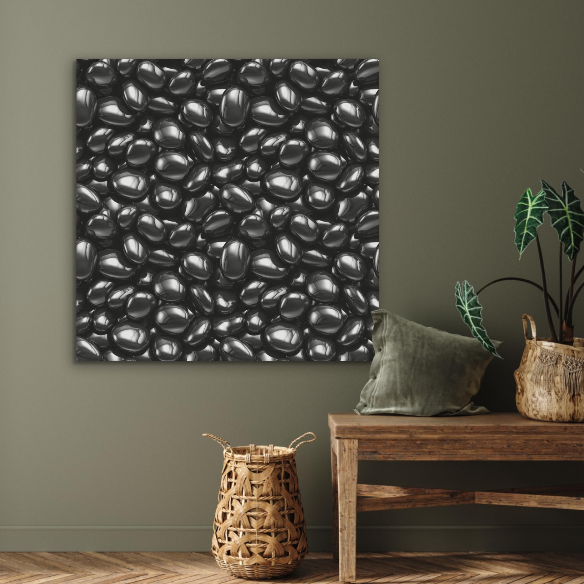MuchoWow© Pannelli Fonoassorbenti Parete Acustici 90x90 cm Insonorizzanti Pannello Fonoassorbente Design Isolante Acustico Fonoisolanti Insonorizzazione Stanza Nero - Lucido - Pietre