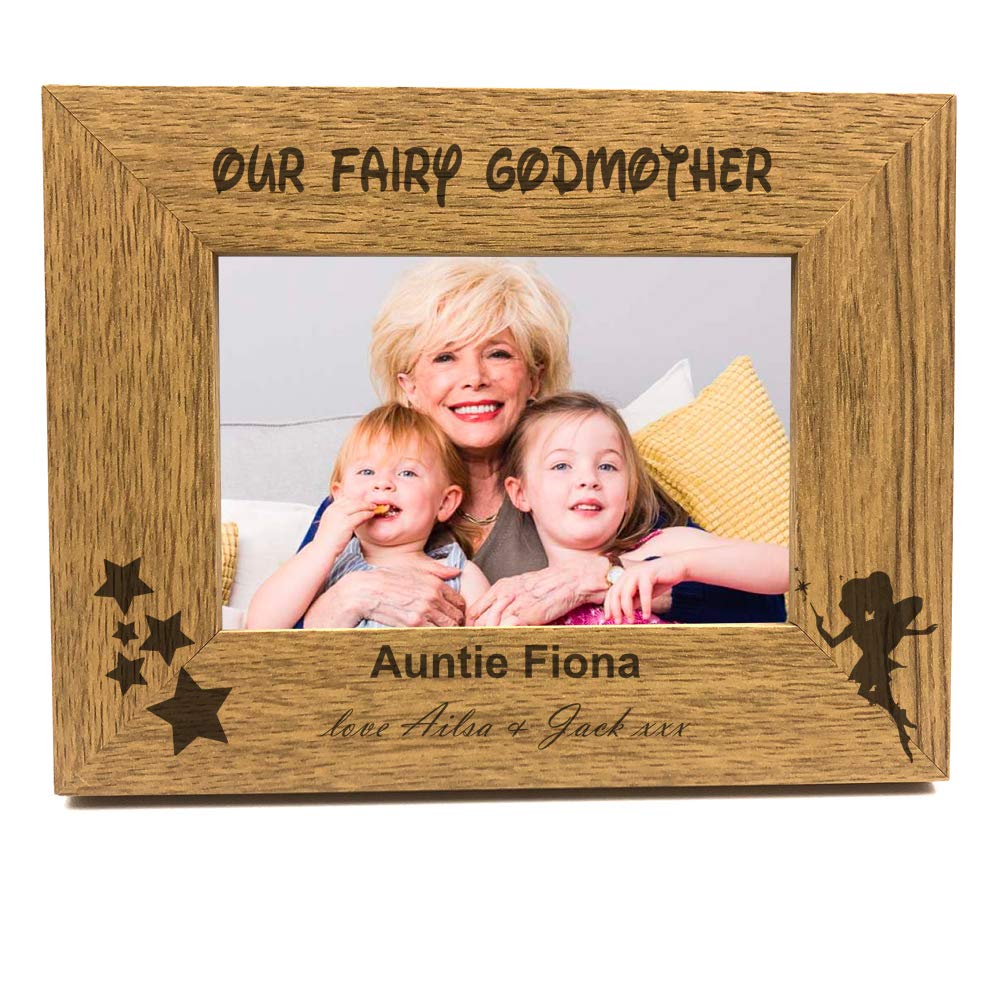 Ukgiftstoreonline Personalised Our Fairy Godmother Wooden Photo Frame Gift (4 X 6 Inch)