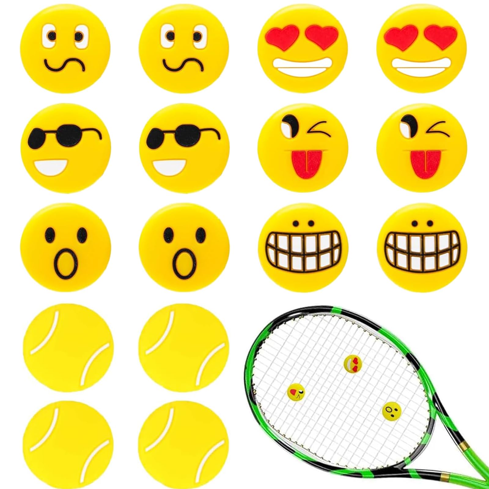 Antivibrazione Tennis Ammortizzatori per Racchette, Ferma Corde, Accessori Dispositivo 16 Pezzi
