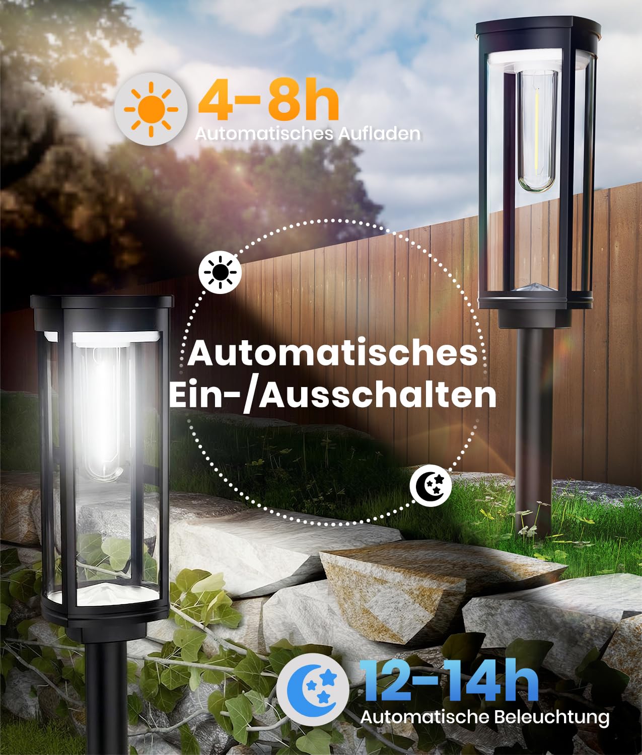 Lampade solari per giardino ed esterno, 8 pezzi, bianco freddo