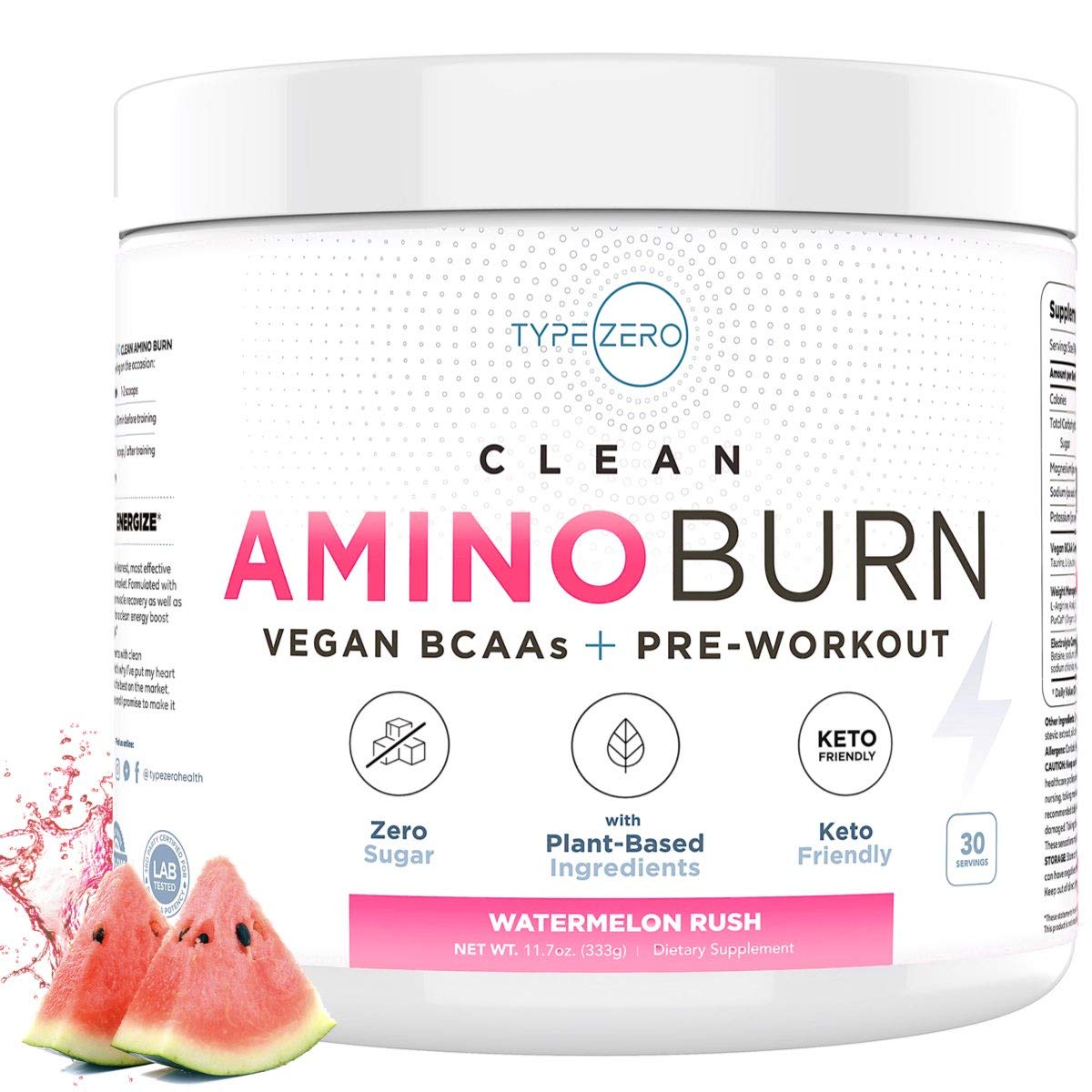Buy Amino Burn Clean Vegan BCAA + Pre Workout (6g Watermelon) Sugar Free BCAAs Amino s BCAA