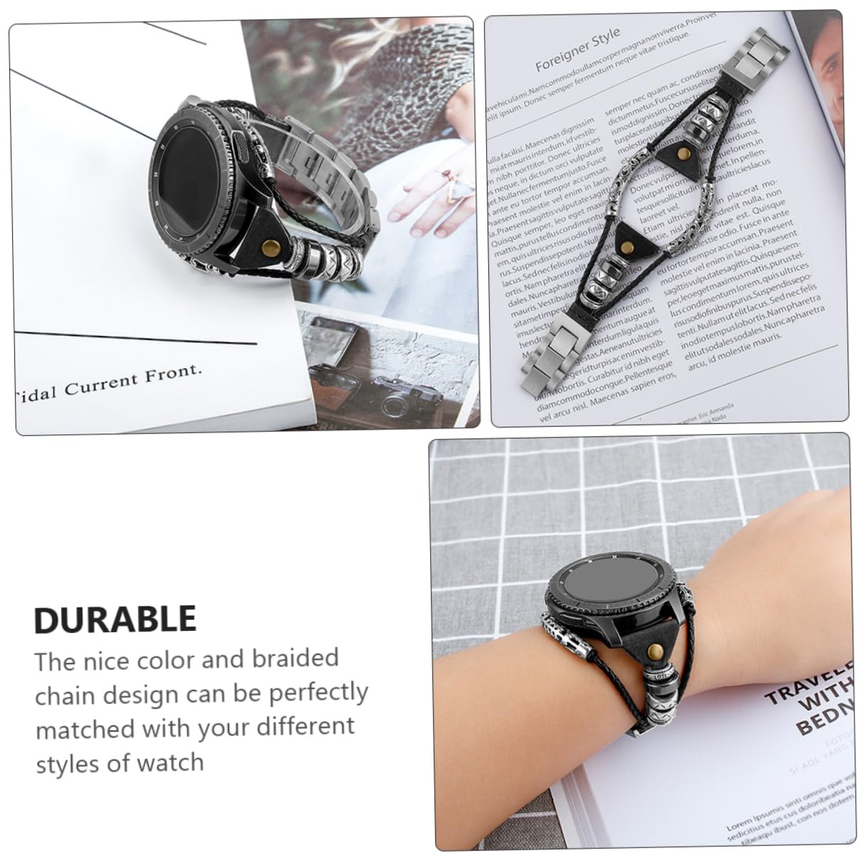 SHINEOFI 1 Pieza Correa de Reloj de Inoxidable para Diseño de Cadena Trenzada Banda de Reemplazo para Smartwatch y Profesional Compatible con Galaxy Watch