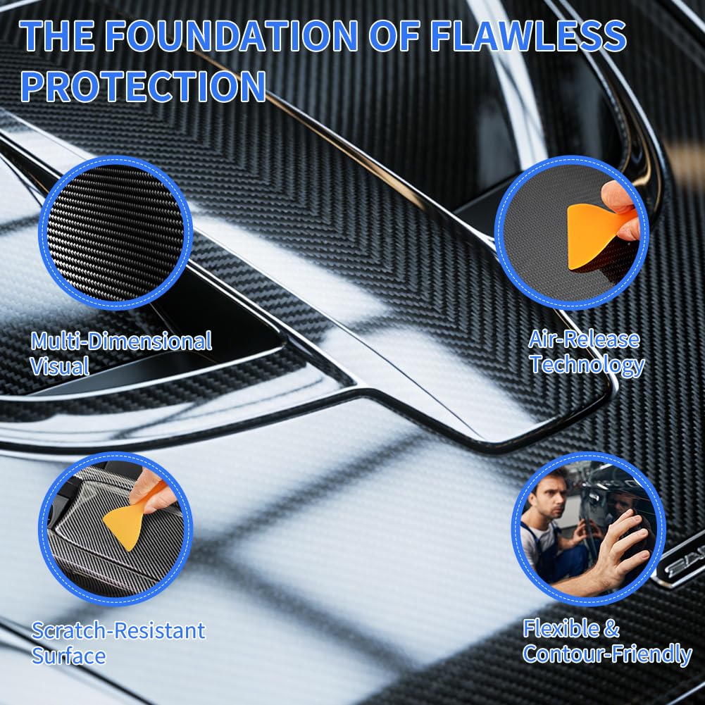 DiULi 6D Pellicola Carbonio per Auto - 30x152 cm, Pellicola Adesiva di Carbonio, per Moto, Auto, Computer, Decorazione di Mobili - 4