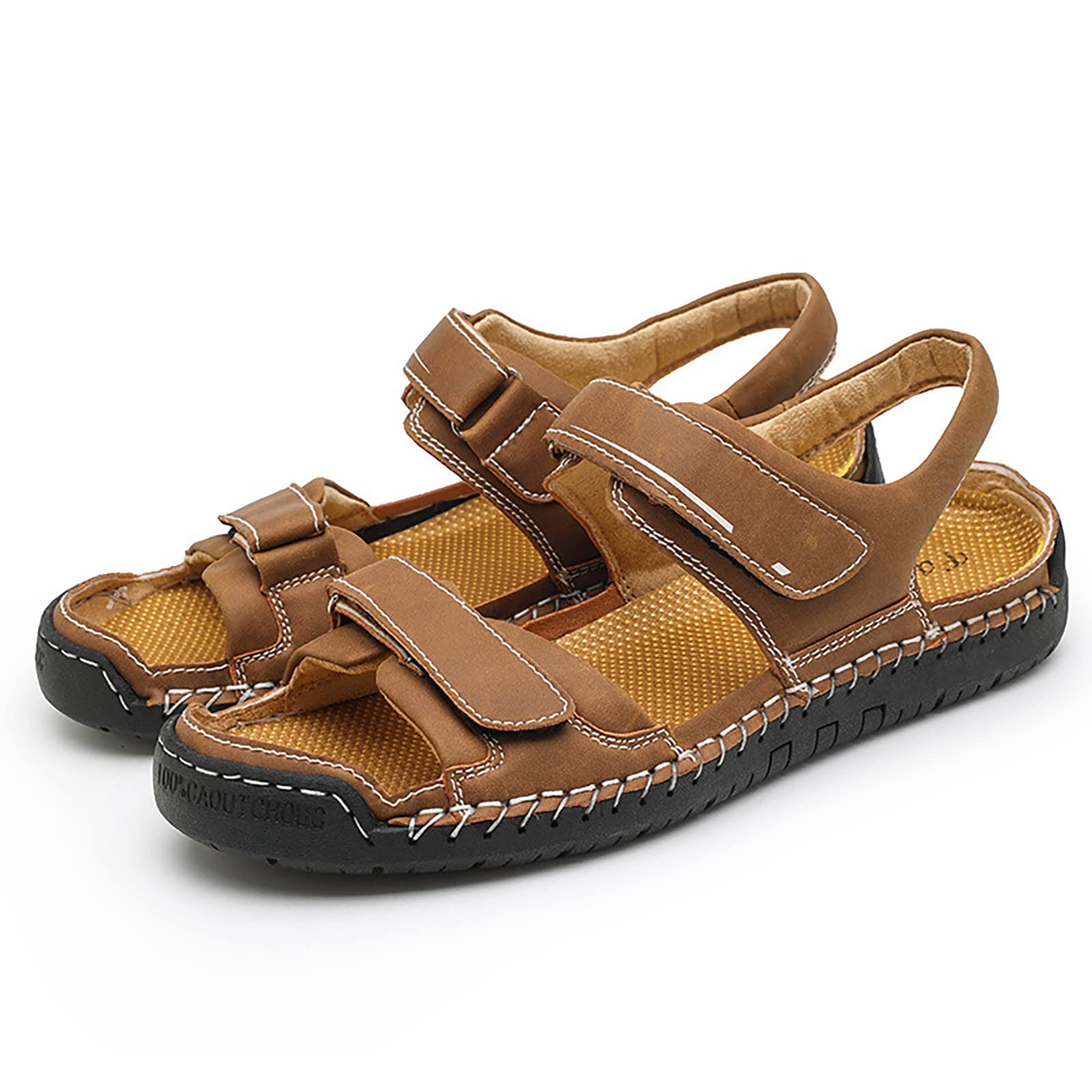 Chanclas Confortables Hombre Sandalias Suela de Goma Cuero con Bandas Ajustables Casuales Trekking Verano Transpirable Footwear Calzado Deportivo Casual Amortiguado Soporte de Arco para Playa Ciudad