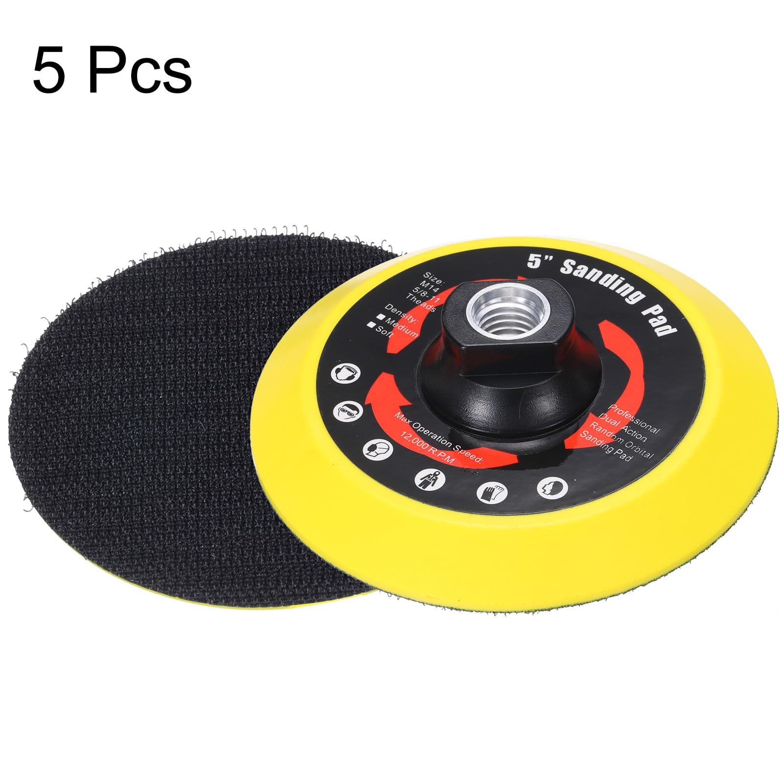 Sourcingmap 5 Inch Hook and Loop Backing Sanding Pads with 5/8"-11 Thread for Diamond Sanding Finishing Polishing Buffing Pads - Image 3