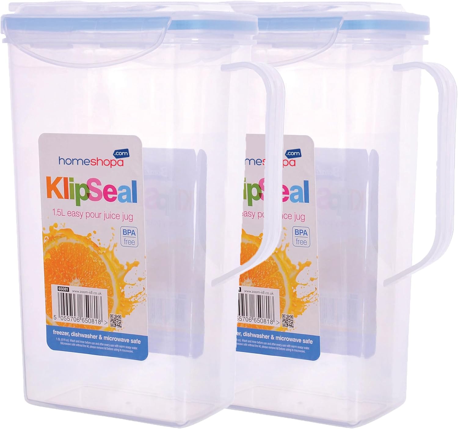 Plastic Juice Jug, 2 Pack 1.5L Fridge Door Water Jug with