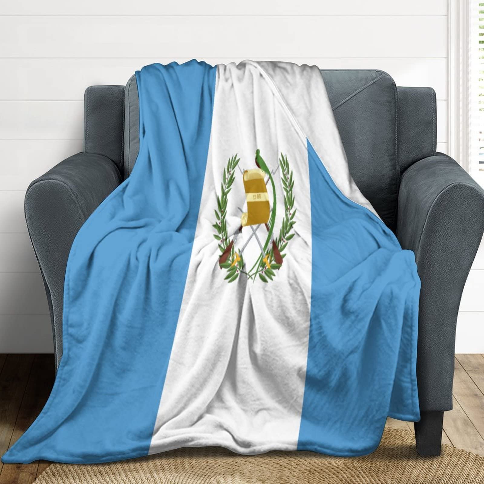 Coperta da letto in pile con bandiera del Guatemala, calda e morbida