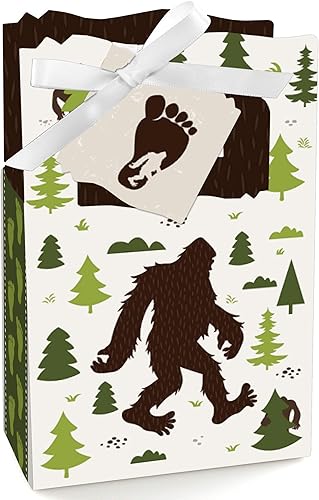 Big Dot of Happiness Sasquatch Crossing - Cajas de recuerdo para fiesta de cumpleaños o fiesta de cumpleaños - Juego de 12