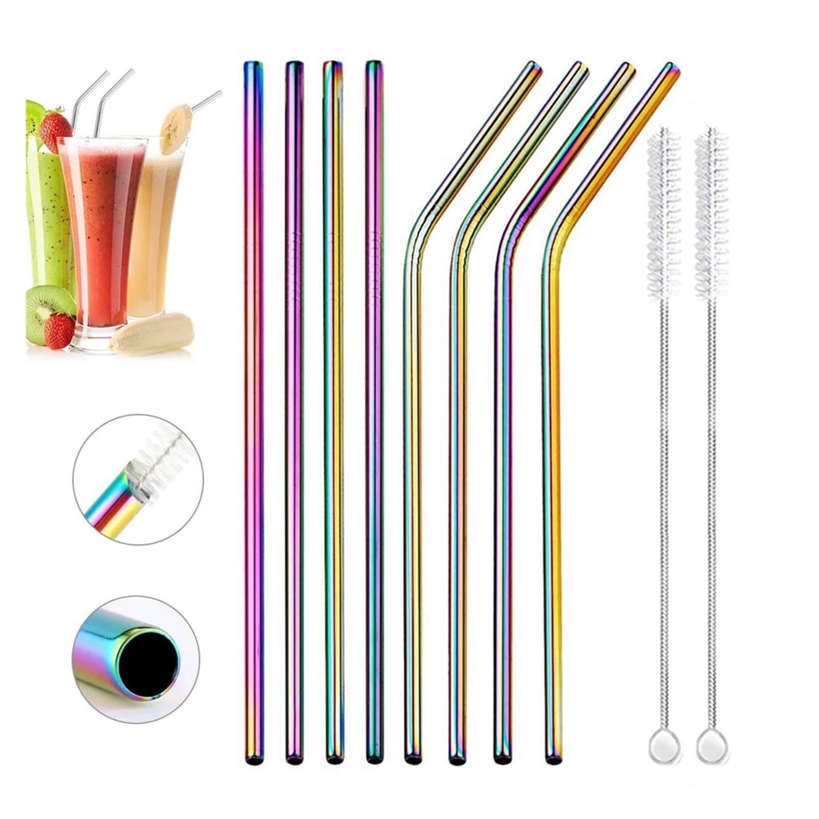 Cannuccia Metallo Set di cannucce riutilizzabili colorate, in metallo, in acciaio inossidabile 304 for latte, caffè, accessori for feste, da cocktail per bevande(10Pcs Purple)