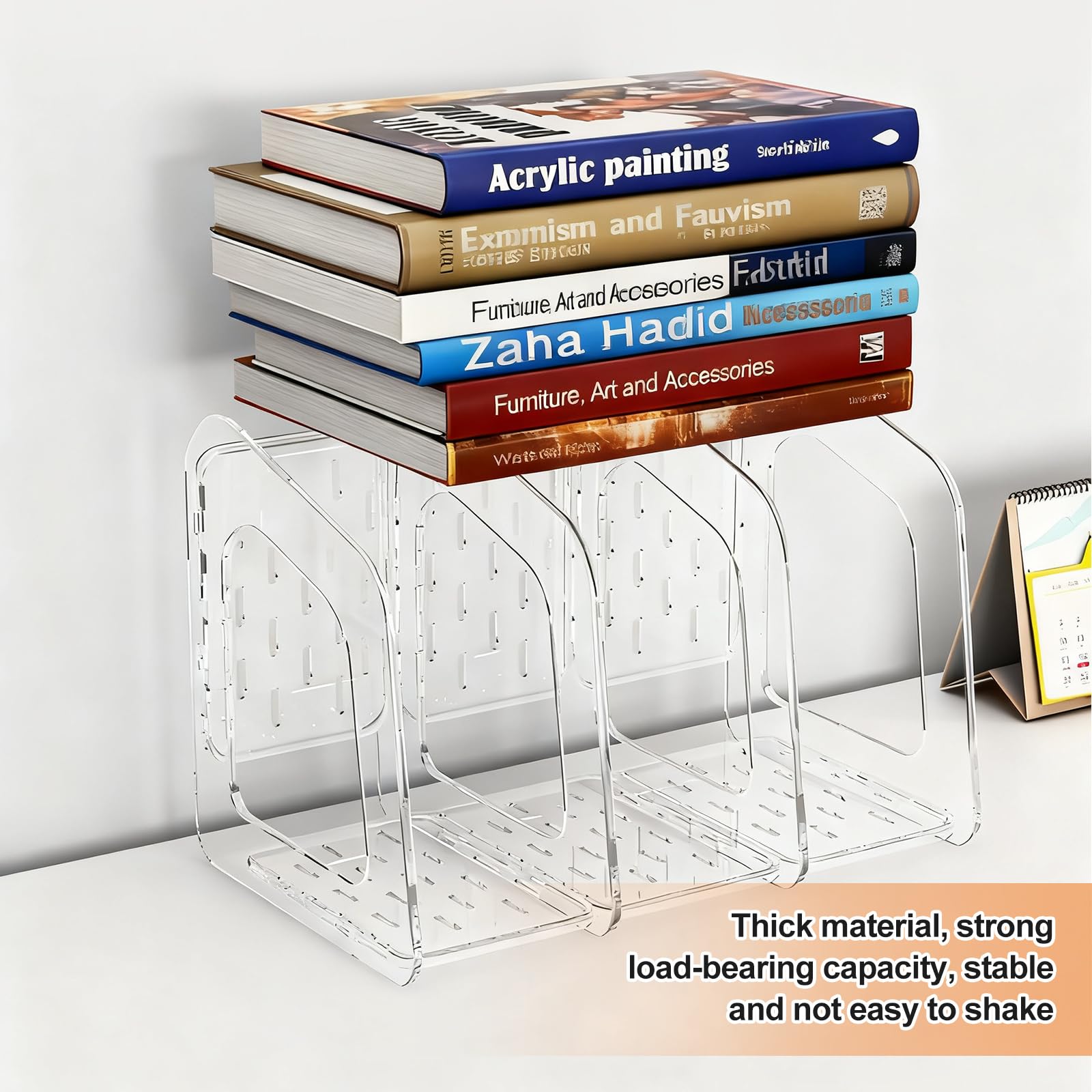 GOMETY Organizador de escritorio con 4 compartimentos extraíble grueso para oficina carpetas revistas libros CD