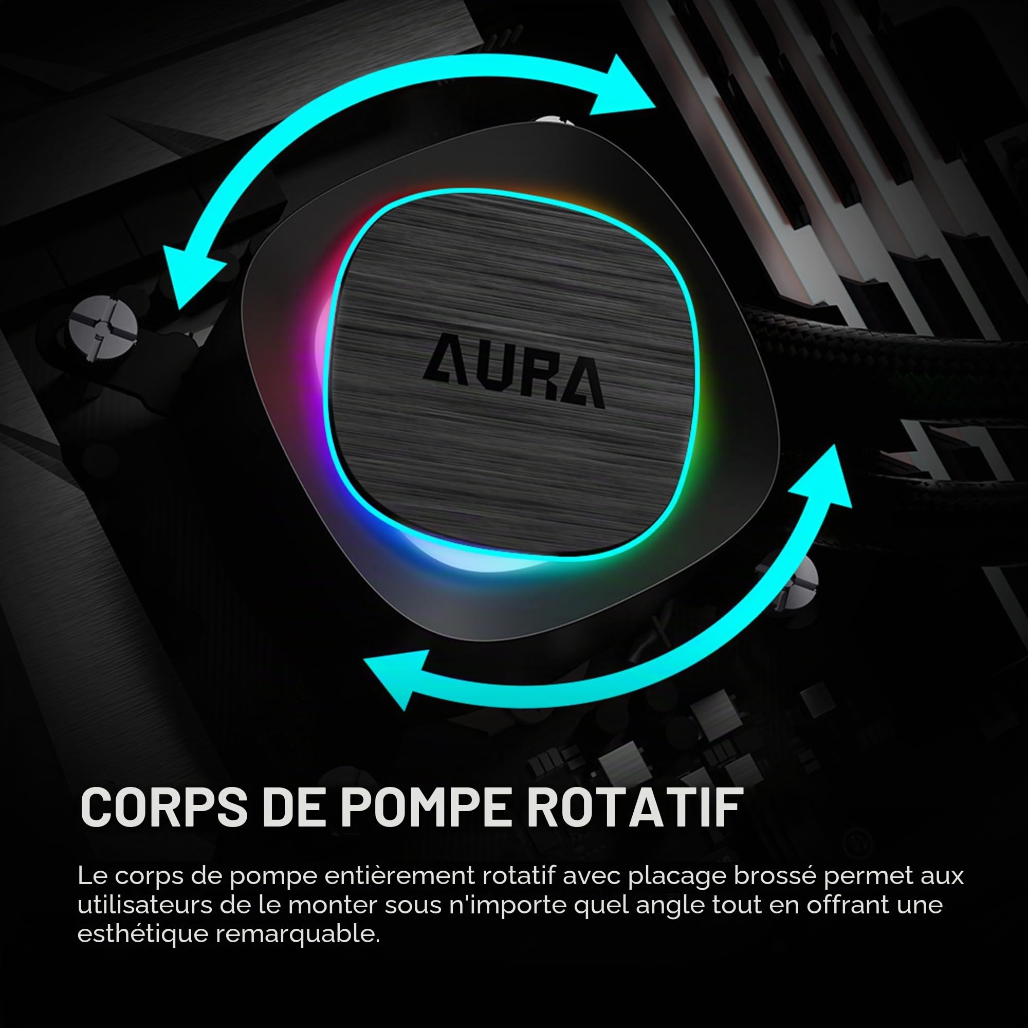 GAMDIAS Aura GL360 V2 AIO Refroidisseur liquide pour processeur 360 mm, conception de routage facile des câbles, pompe rotative à performance rotative, 3 ventilateurs PWM ARGB à faible bruit de 120 mm