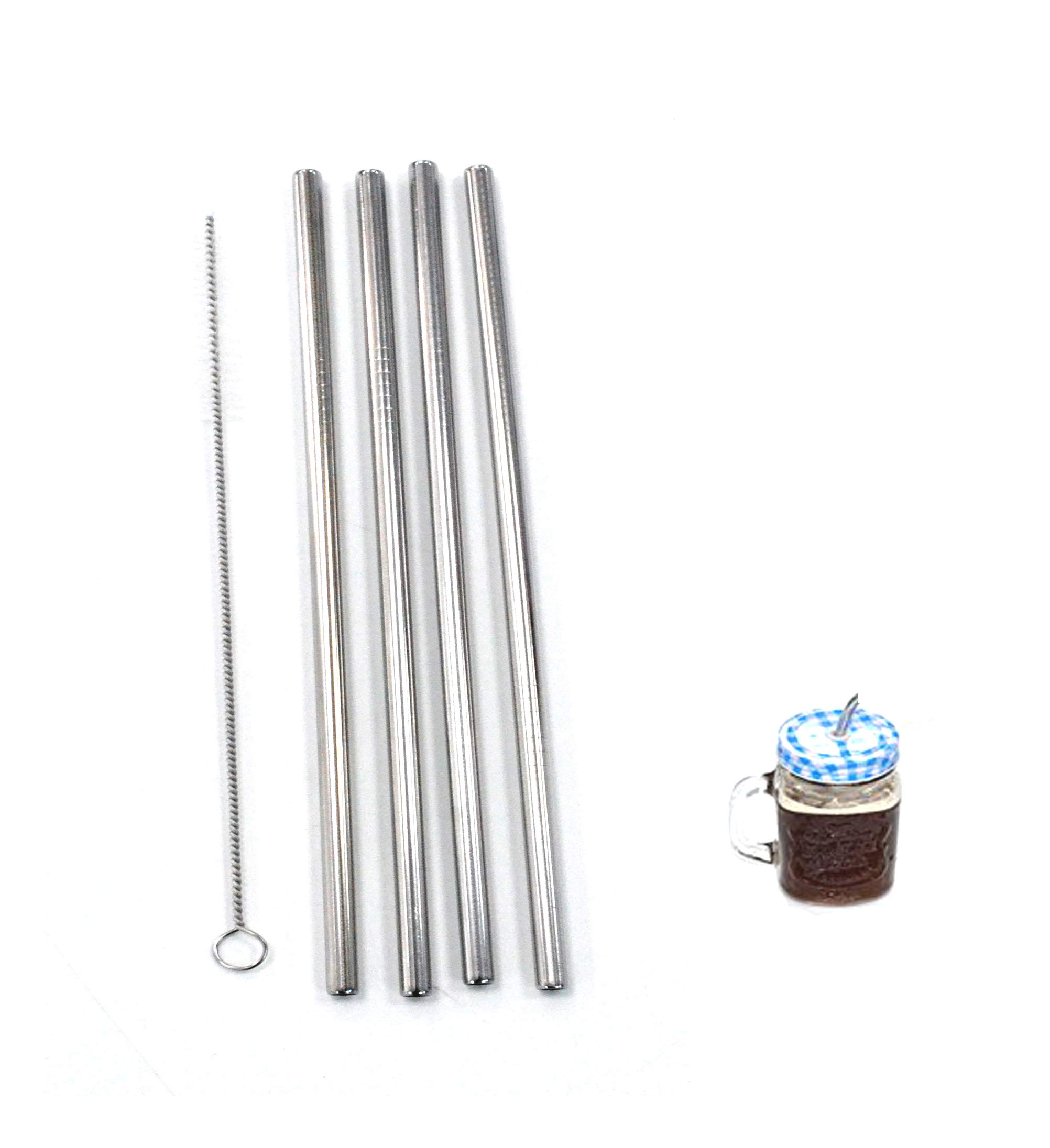 4/8/12 - METAL STAINLESS STEEL DRINKS STRAW REUSABLE FOR ALL PARTIES BAR/HOME WITH STRAW CLEANER PACK OF 4 Straight Design