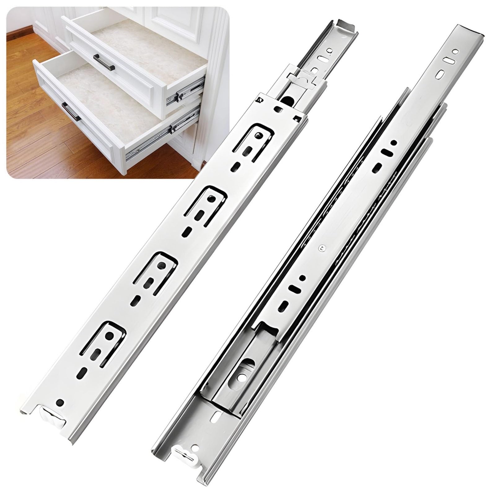 Guide per Cassetti per Carichi Pesanti, Capacità 45 kg, Binari con Cuscinetti a Sfera a Estrazione Totale in Lunghezze da 250 300 350 400 450 500 mm(14in (350mm))