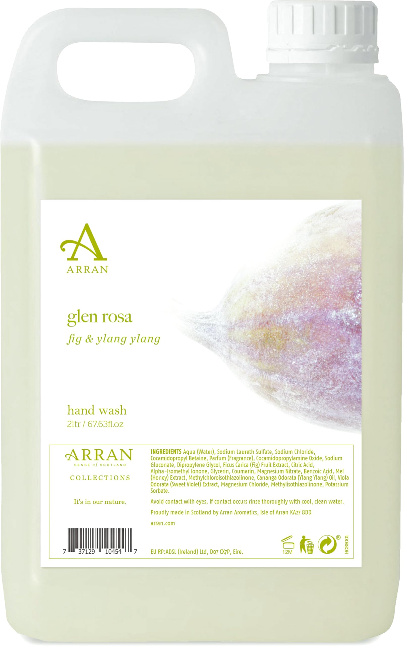 Arran Glen Rosa Luxury Hand Wash Refill (2 Litre) Liquid Soap with Calming Fig and Ylang Ylang for Gentle Cleansing and Hydrated Skin