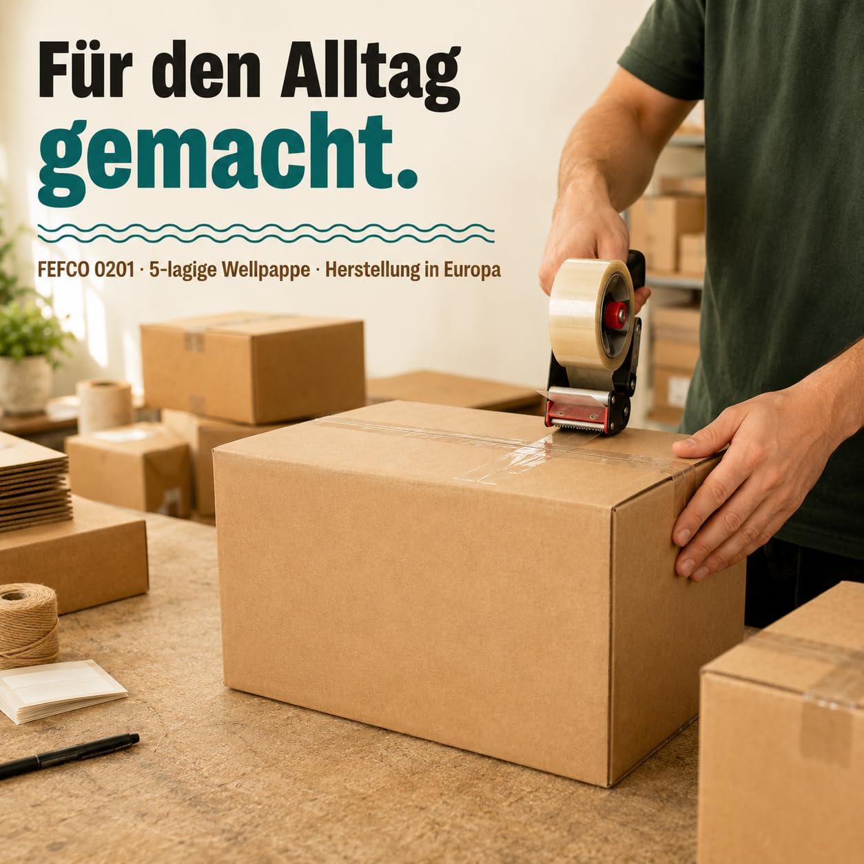 GiDeli Versandkartons Stabile Umzugskartons - 20 Stück 43x30x26,5 cm Braun - 5-lagige Wellpappe, BC-Welle, FEFCO 0201 - Für Warenversand, Lagerung, Archivierung, Geschirr, Bücher, Aktenordner