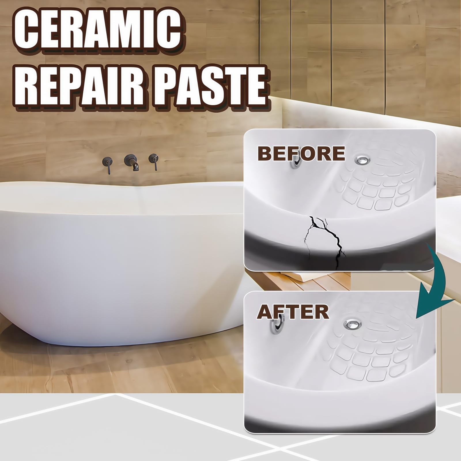 Ceramic Tile Repair Kit,Ceramic Tile Small Hole Repair,Waterproof Bath Enamel Repair Kit for Porcelain Fiberglass Ceramic Acrylic,Crack Hole Scratches Repair Paste,Tile Repair,Enamel Bath Chip Repair - Image 4