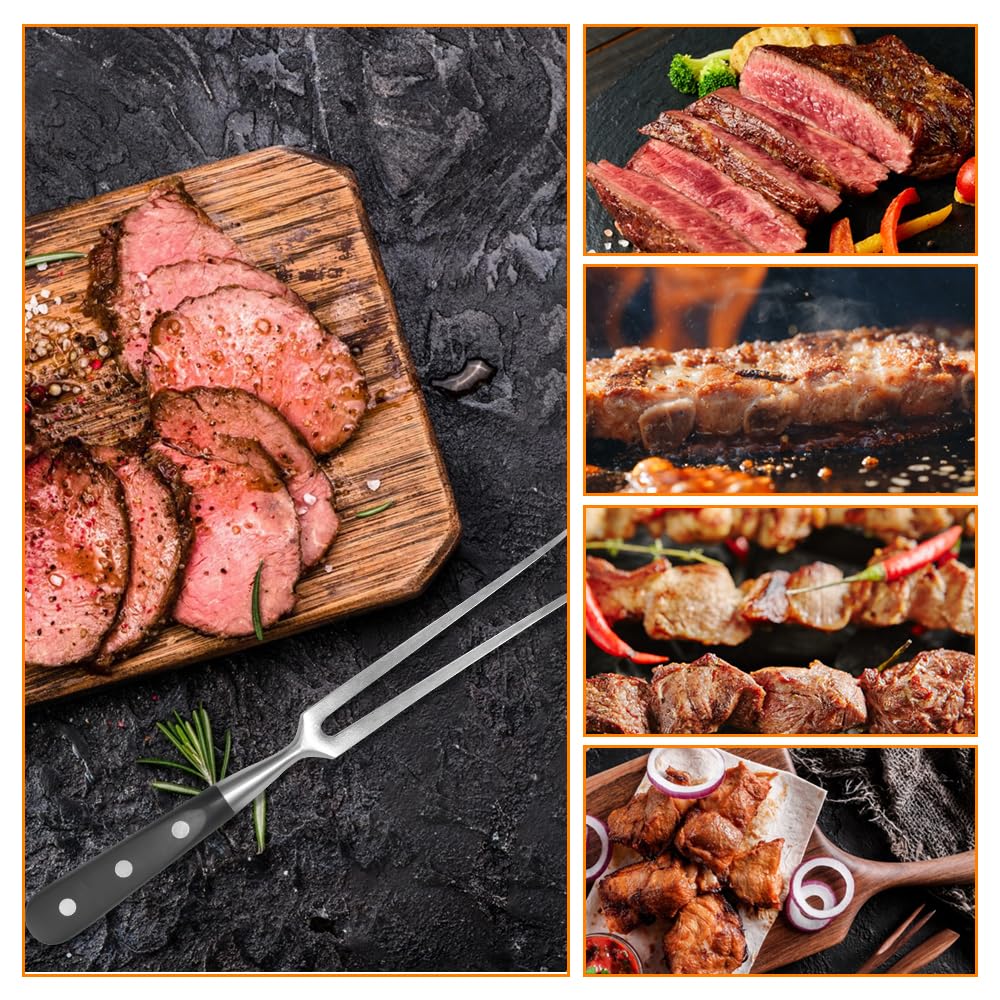 HEKOBAG Forchetta per Carne in Acciaio Inox - Da Barbecue e Arrosti, Lama 19 cm