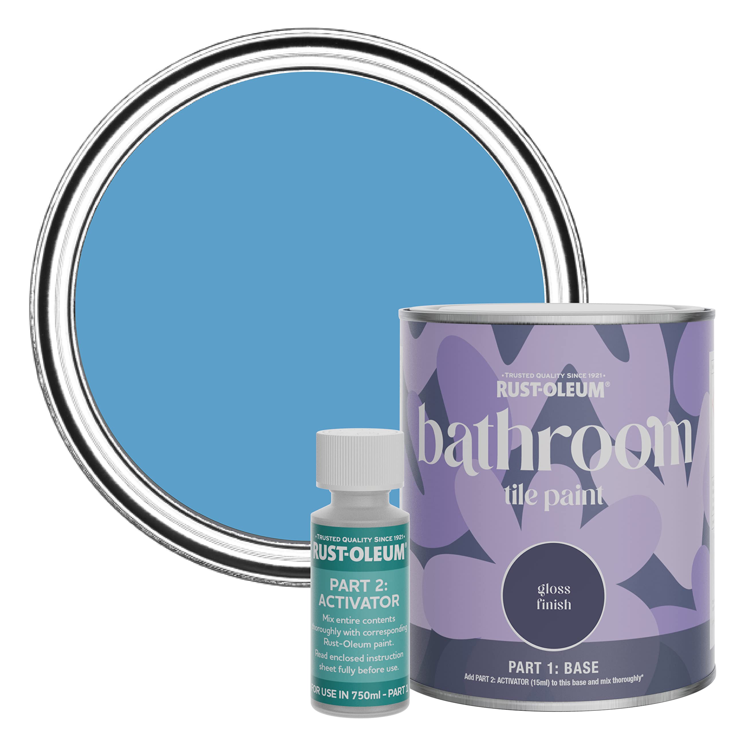 Rust-Oleum Blue Water-Resistant Bathroom Tile Paint in Gloss Finish - Cerulean 750ml