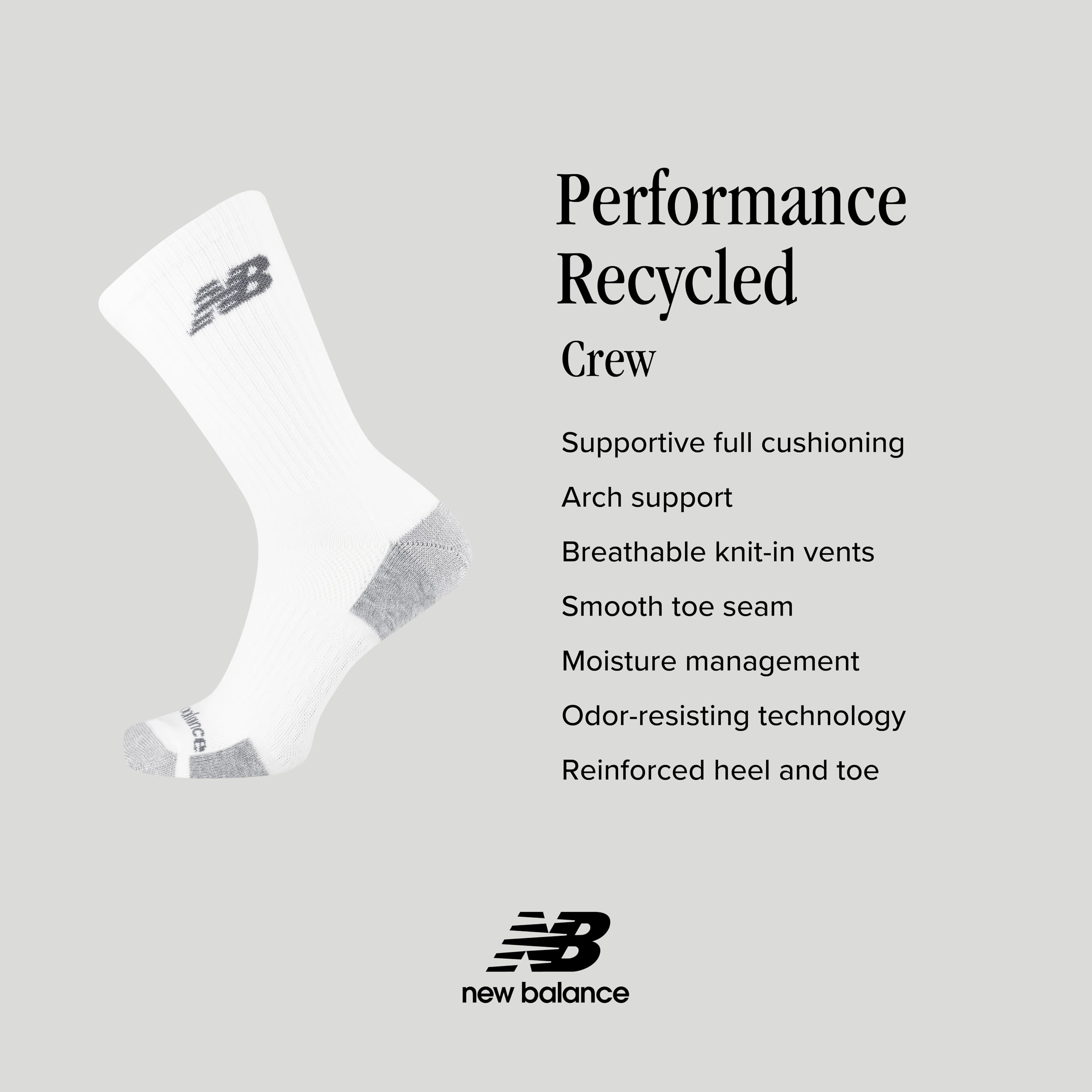 New Balance Performance Recycled Crew, confezione da 6