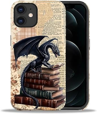 DAIZAG Case for iPhone 11, Dragon Fantasy Book Literary Lover Full-Body Design Hybrid Dual Protection Soft TPU + Hard PC Shockproof Scratch-Resistant Protective Cover Phone Case for Men Women