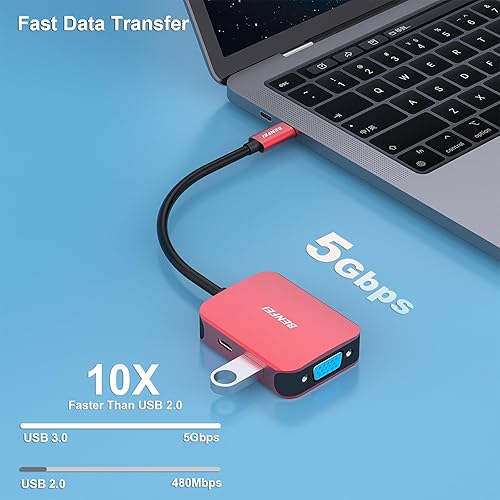 Vista 18 de BENFEI USB C HUB 4 en 1, adaptador USB tipo C a HDMI VGA, adaptador USB C a USB, entrega de energía USB tipo C, compatible con iPhone 15 Pro/Max