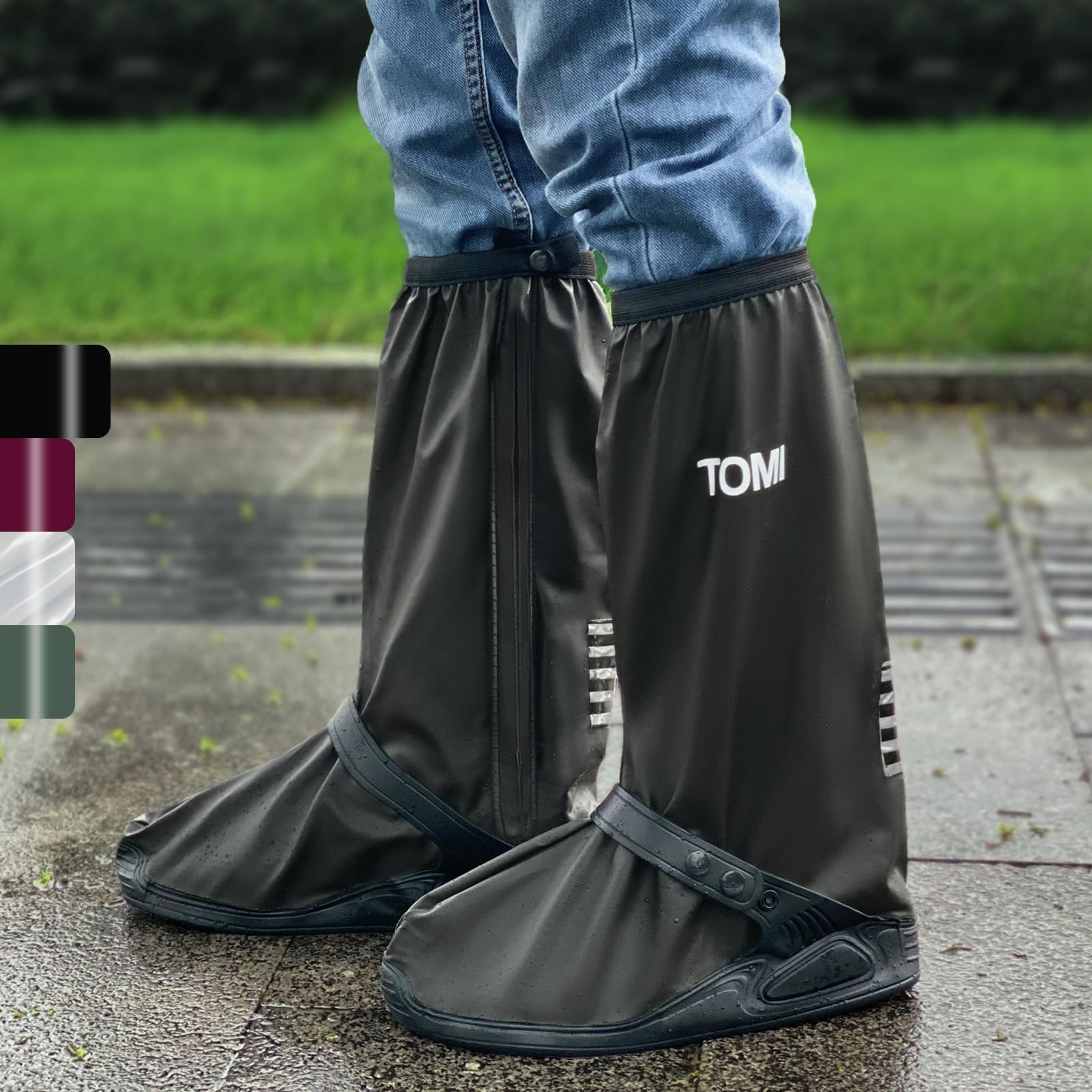 Waterproof Shoe Covers For Rain，Rain Boot Covers With Zipper,Galoshes Shoe Ponchos,Reusable &amp; Foldable,Non-Slip PVC Snow Boot Covers for Men and Women(Black, XX-Large)