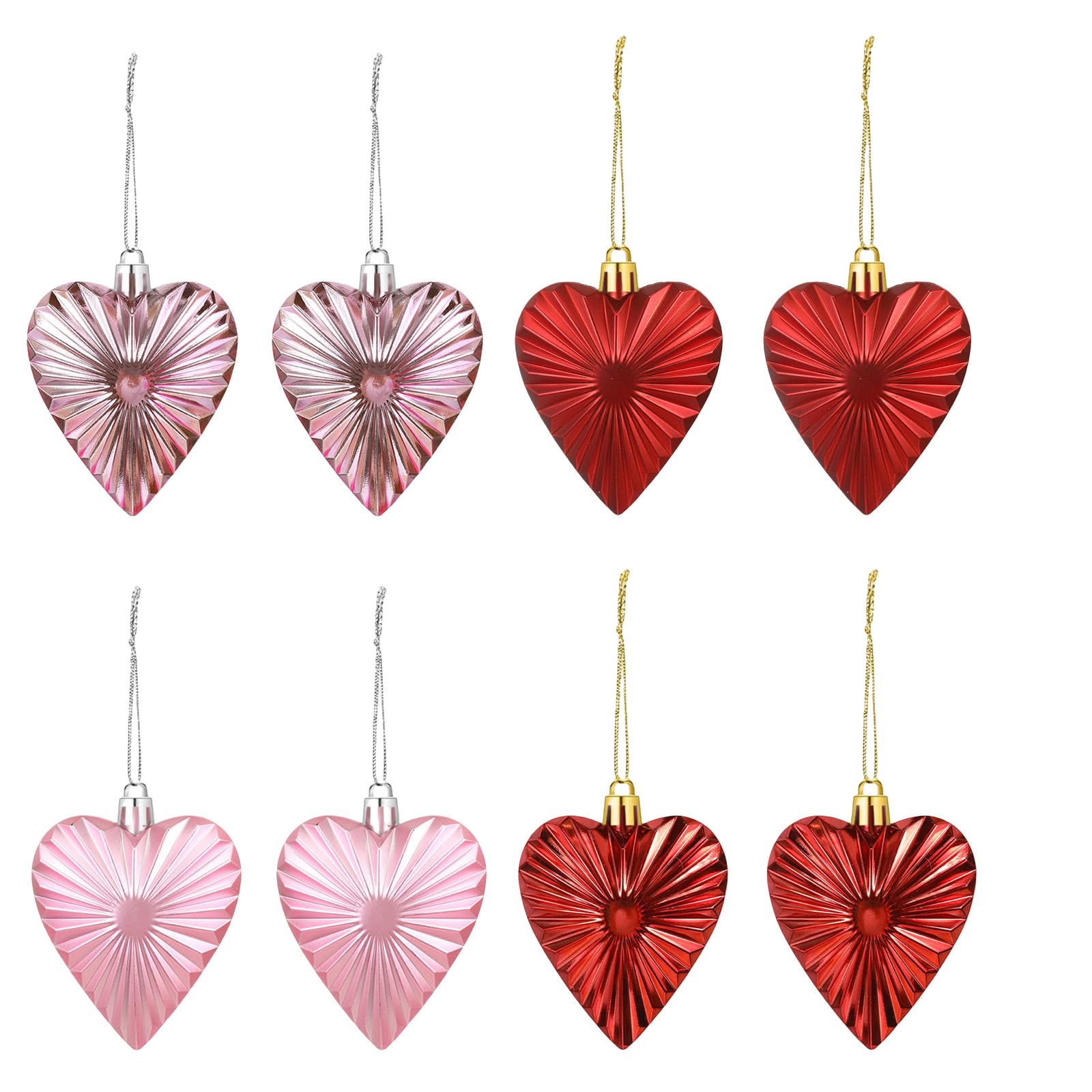 8Pcs Colorful Heart Shape Ornaments Valentine ' s Day Home Tree Hanging Decorations Heart Shape Baubles Colorful Baubles