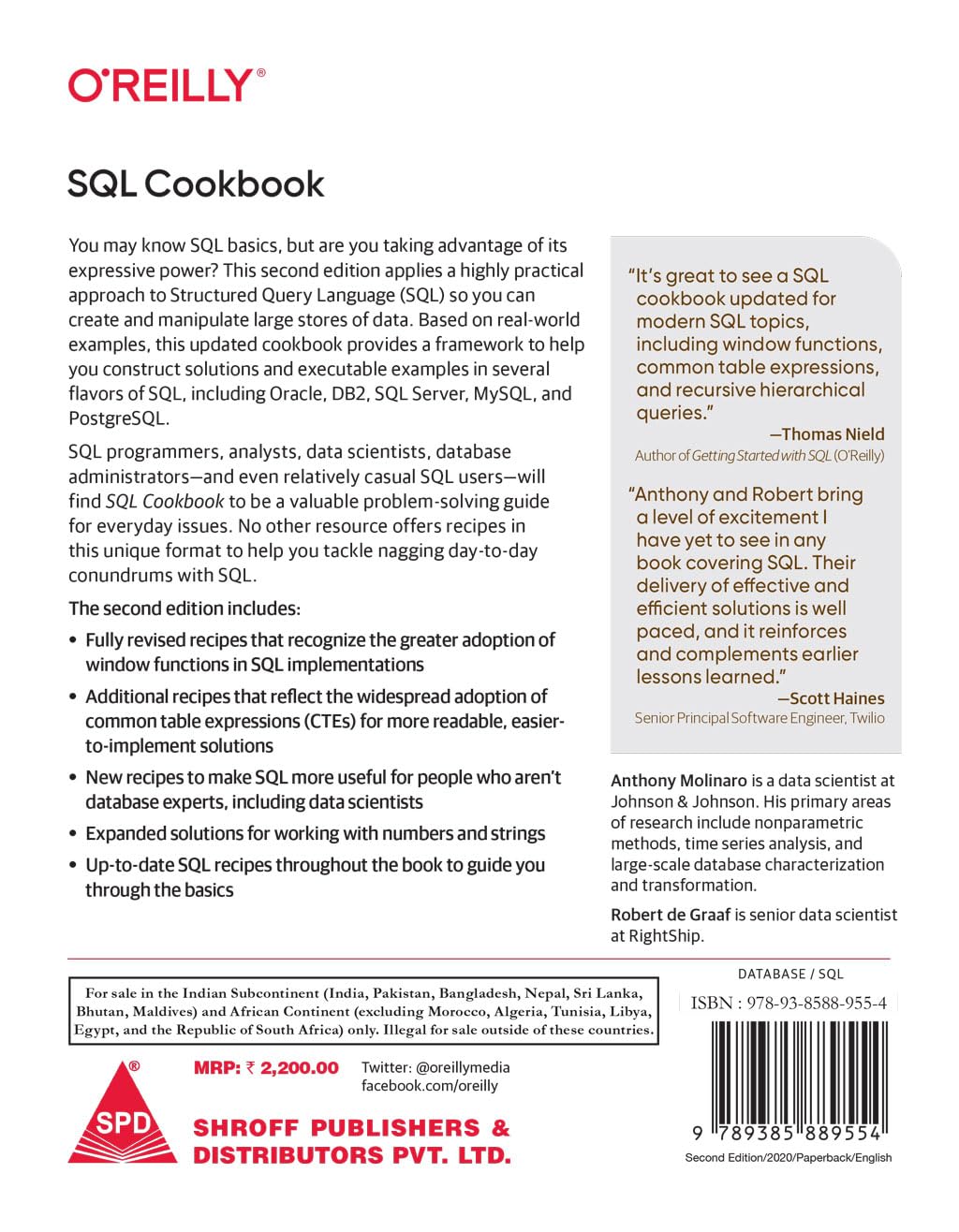 SQL Cookbook: Query Solutions and Techniques for All SQL Users, Second Edition (Grayscale Indian Edition)