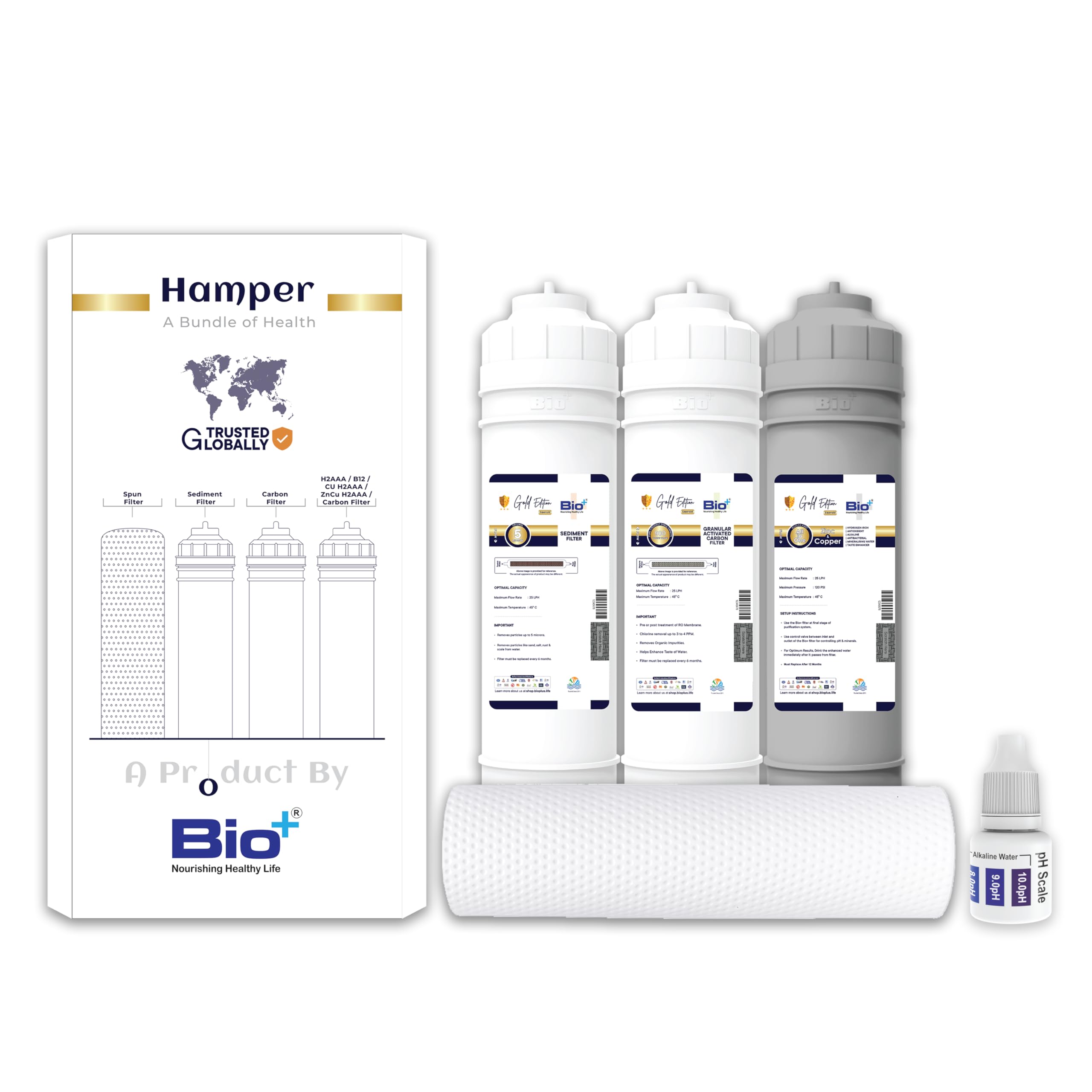 Water Filter Kit for RO/UV/UF Purifiers – Sediment Filter, Spun Filter 90g, GAC Carbon Filter, Zinc & Copper Cartridge (H2AAA) | Universal Pre-Filter Set for Clean & Healthy Water - Gold Edition-image-39