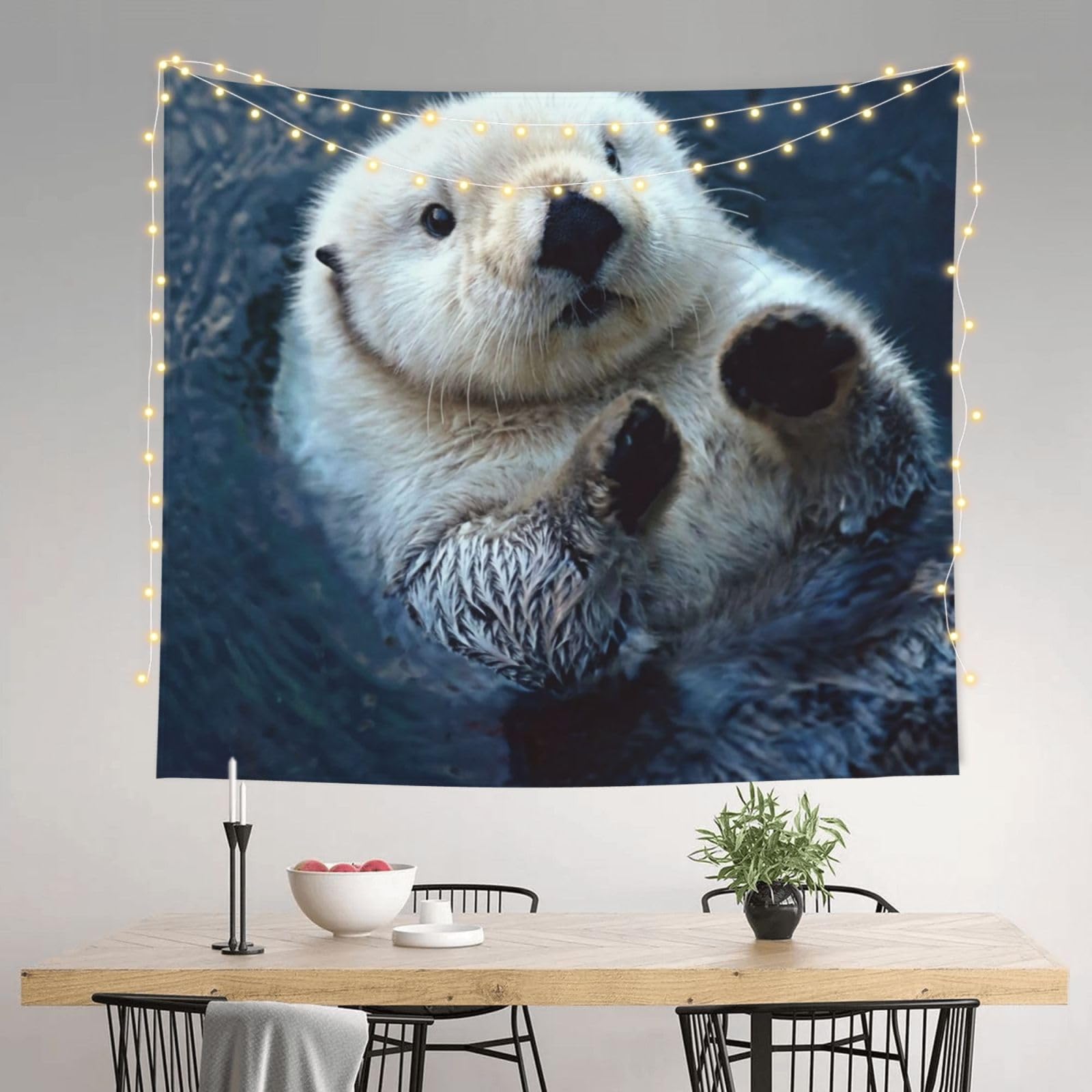LXCNQFN Tapestry 130 W X 152 L CM Wall Hanging for Living Room White Otter Tapestry Modern Wall Art Wall Blanket Aesthetic Tapestrys Indoor Outdoor Tapestries for Bedroom Dorm