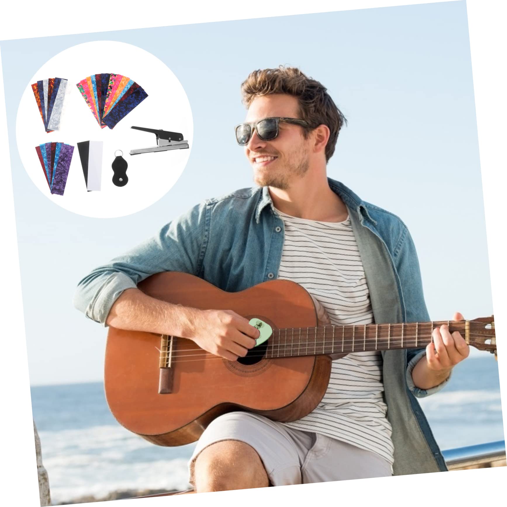 Gitarrenplektrum Stanze Satz 1 Satz aus Eisen und Celluloid | Einfach und Kreativ, Praktisch in Anwendung, Verschleißarm für Langes Nutzen Zufällige Farbe