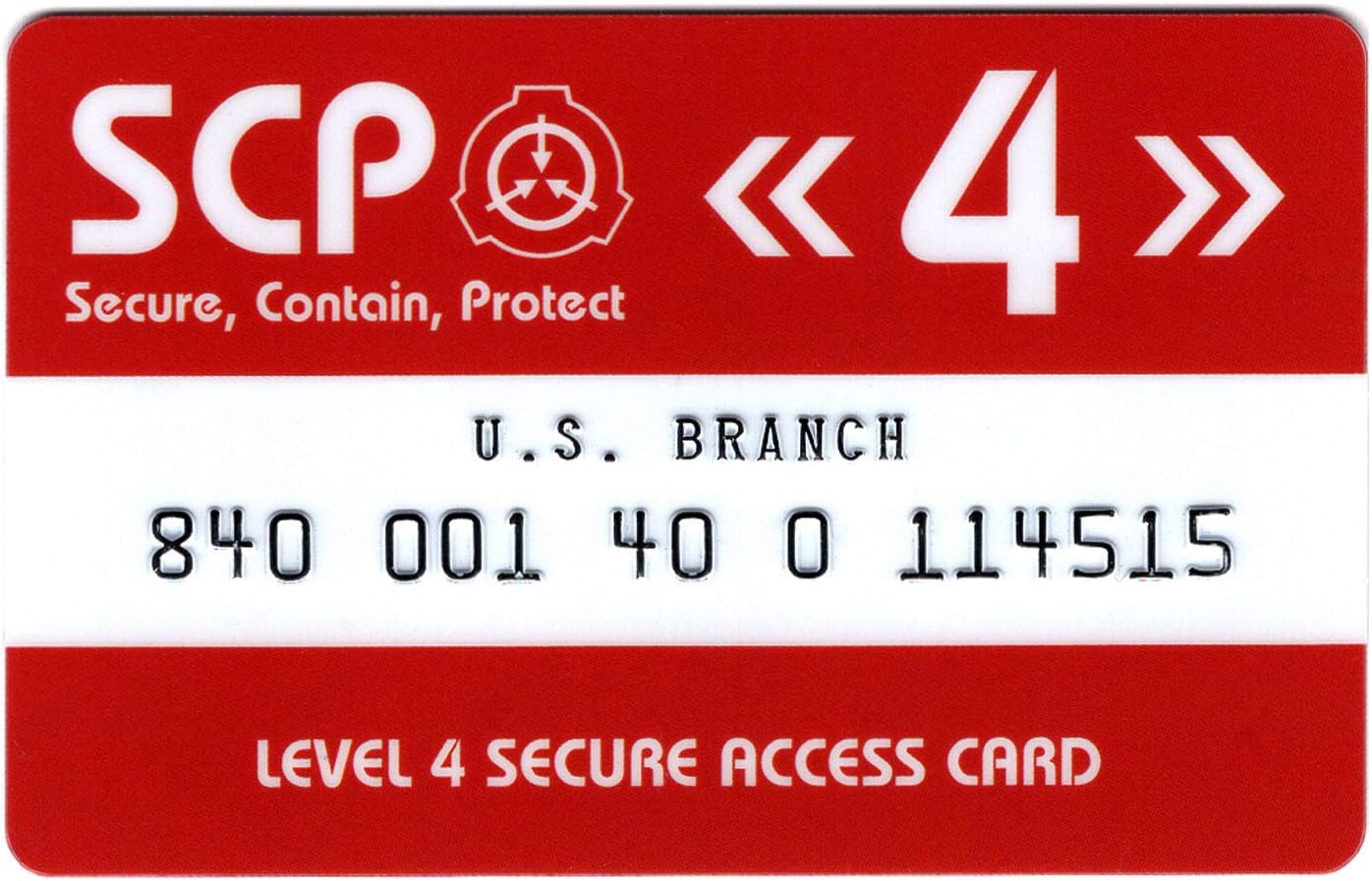 HOKUSHIN SCP Foundation Secure Access Card Level 4 U.S. Branch - Red Solid Anime Style Unisex Kids Wallet with Secure and Unique Design