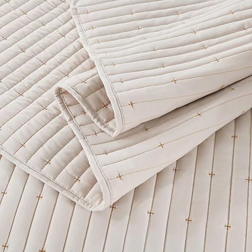 Miniatura 5 de Juego de edredones de tamaño King, reversible, ligero, suave, con 2 fundas de almohada (20 x 36 pulgadas) (blanco, 104 x 90 pulgadas)